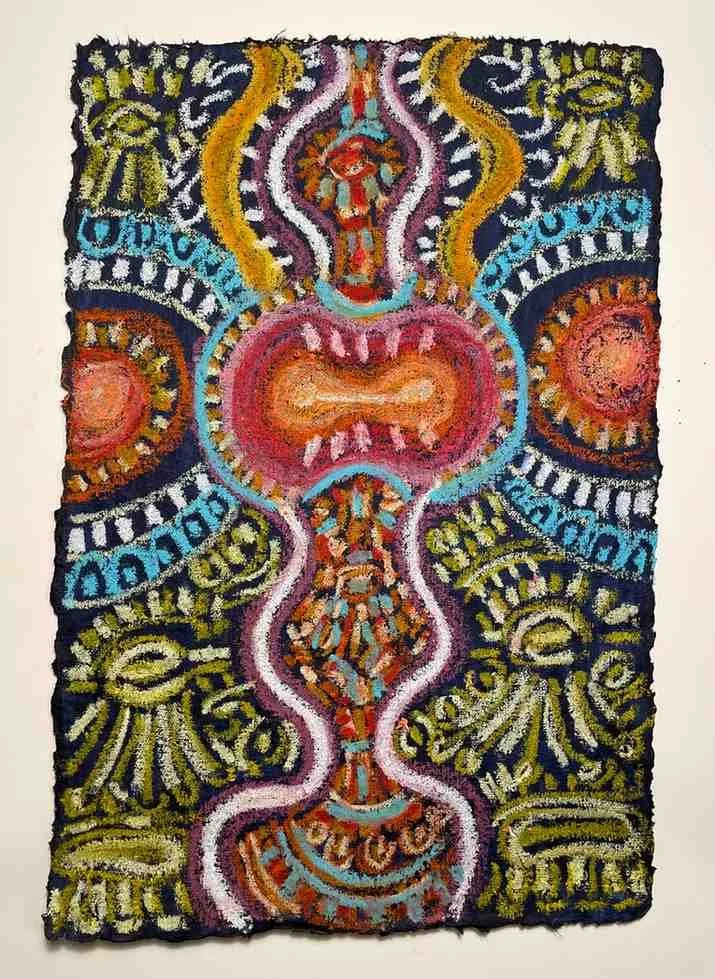 Tribal, oil pastels on cotton rag paper