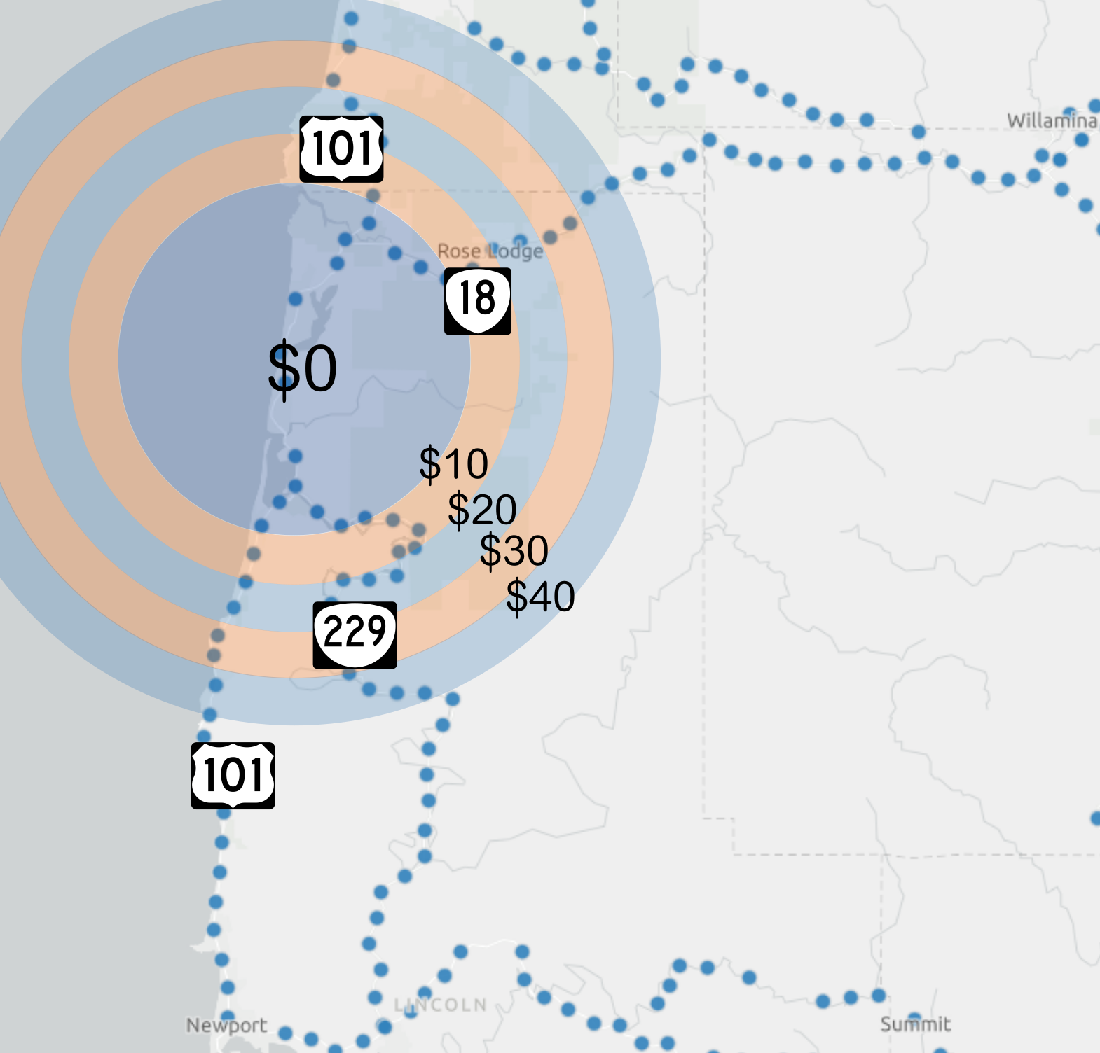 Apex Roadside Services coverage area. Serving North Lincoln County and beyond.