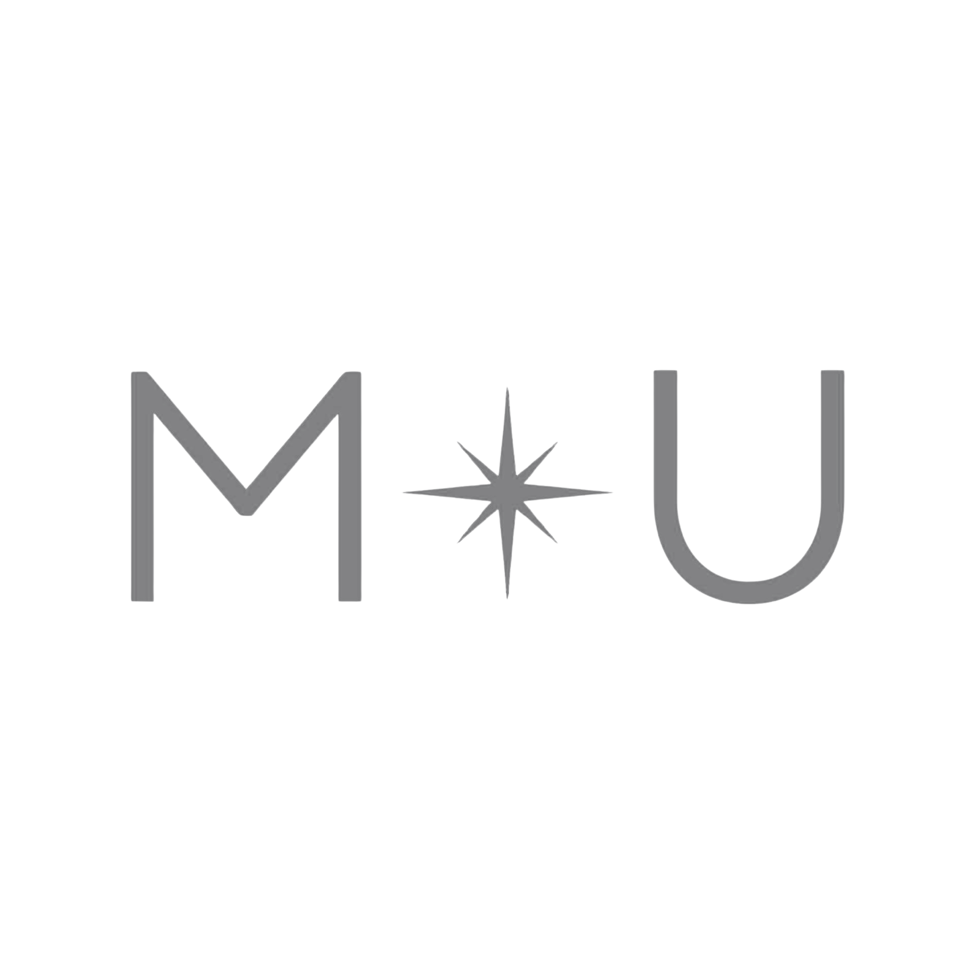 Black background with the word 'MÙ' in large gray letters, with a star symbol replacing the letter 'U'.