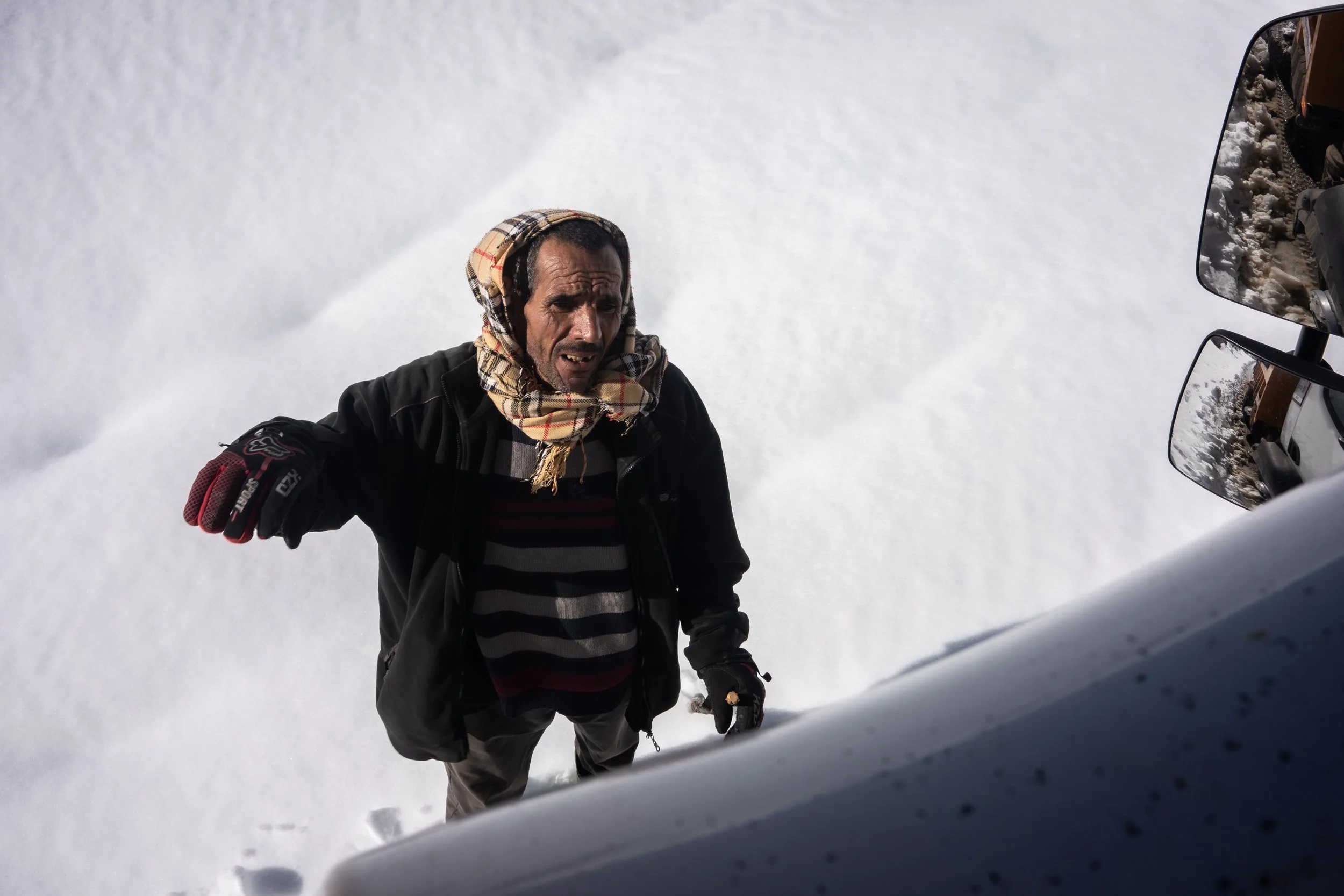 Douar Aqanouanine, Imilchil. A father waits for his children to return home at the end of a long week. Although the main village and its school aren't actually that far away, the heavy mountain snow makes daily travel completely impossible. To get an