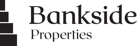 Logo for Bankside Properties with black text and graphic element on a white background.