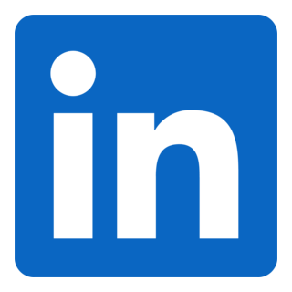 LinkedIn logo with a blue square background and black lowercase 'in'