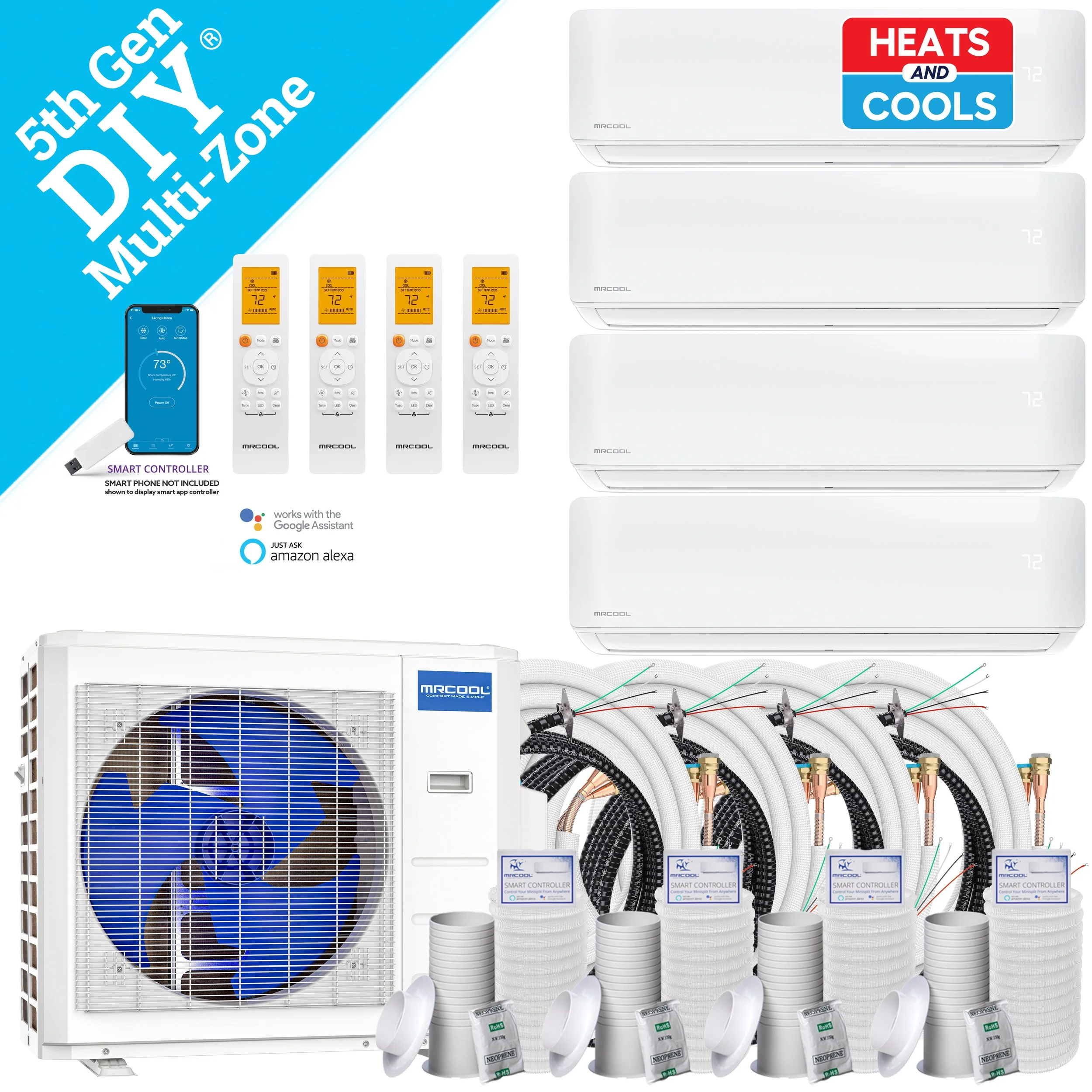 MRCOOL® 27k DIY 5th Generation 4 Zone Multi-Zone Mini-Split Complete System 230v