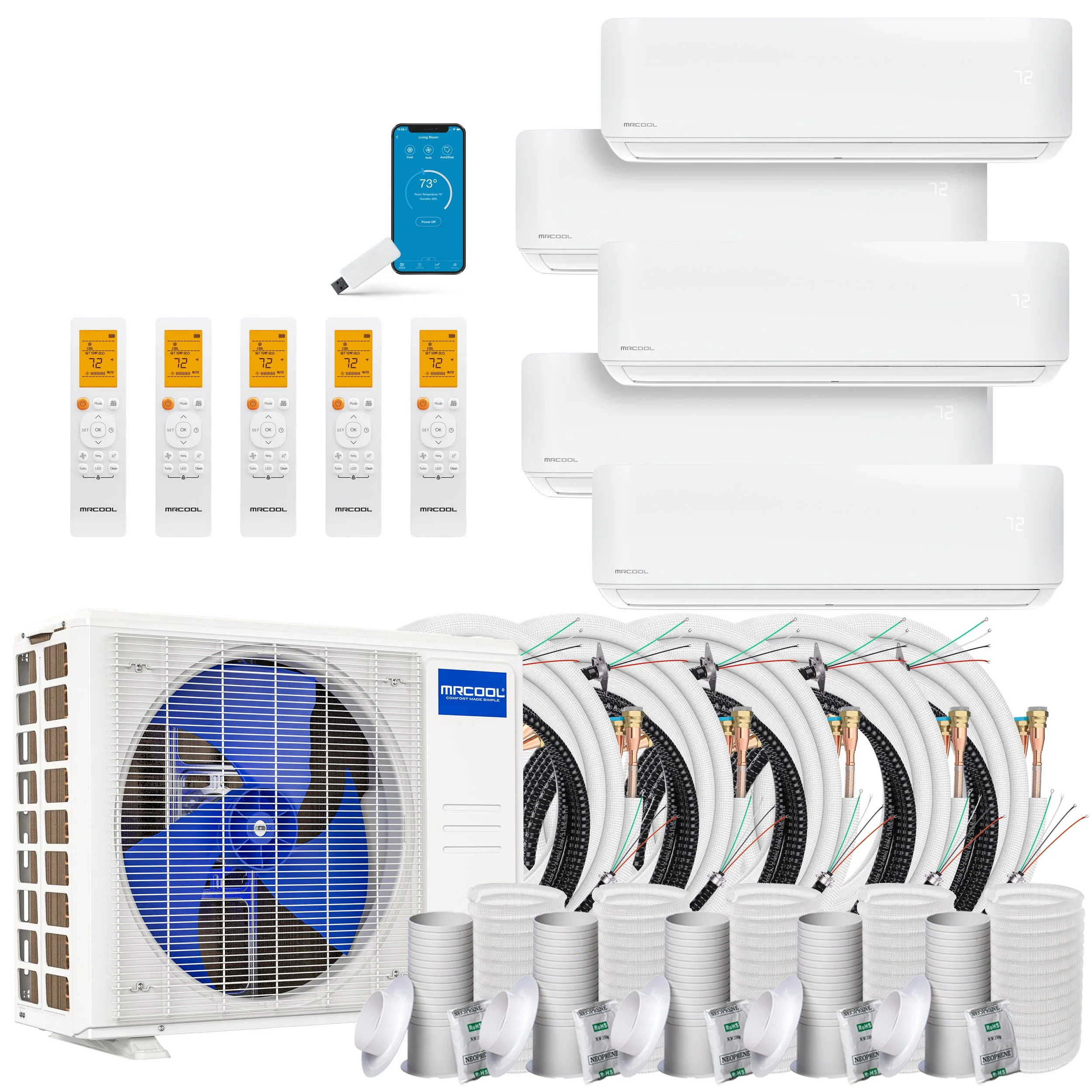 MRCOOL® 36k DIY 5th Generation 5 Zone Multi-Zone Mini-Split Complete System 230v