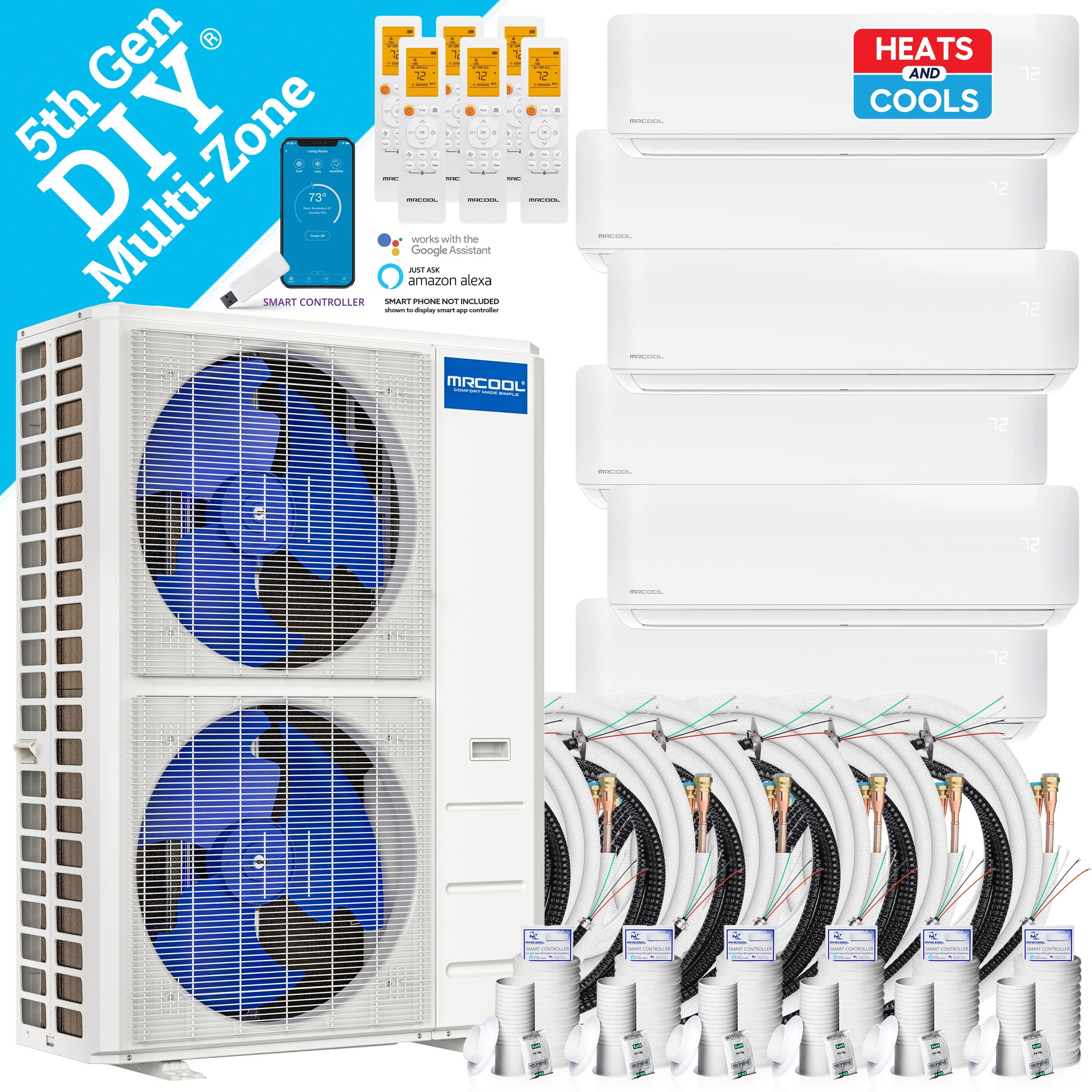 MRCOOL® 48k DIY 5th Generation 6 Zone Multi-Zone Mini-Split Complete System 230v