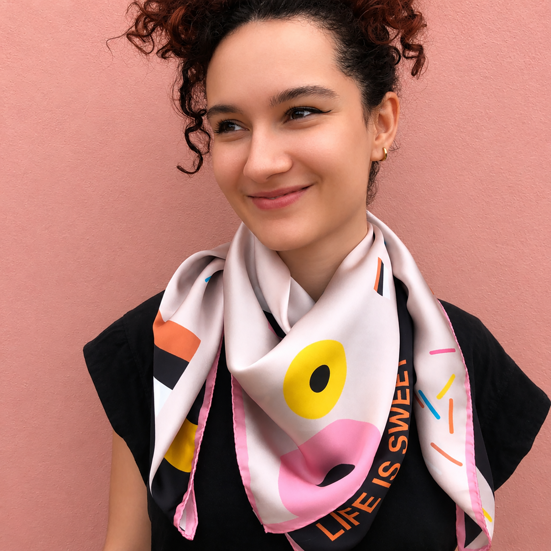 LIFE IS SWEET SILK SCARF - reversible (large)