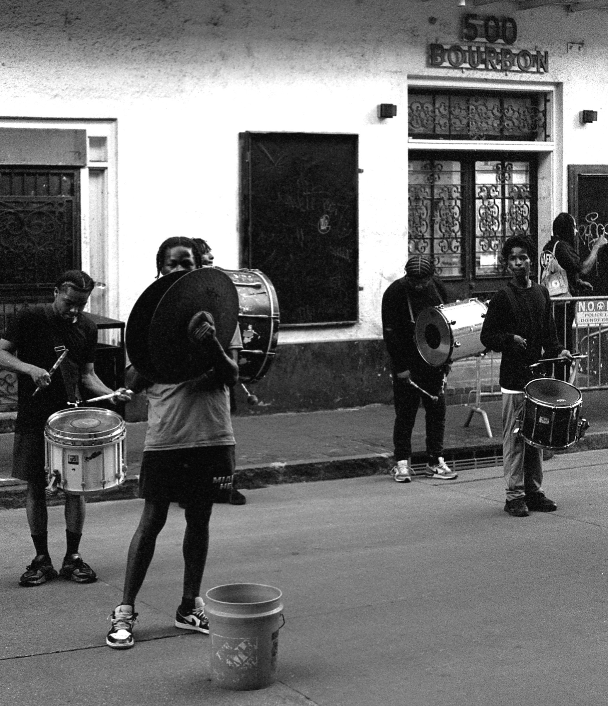 A street band plays on Bourbon St. in New Orleans