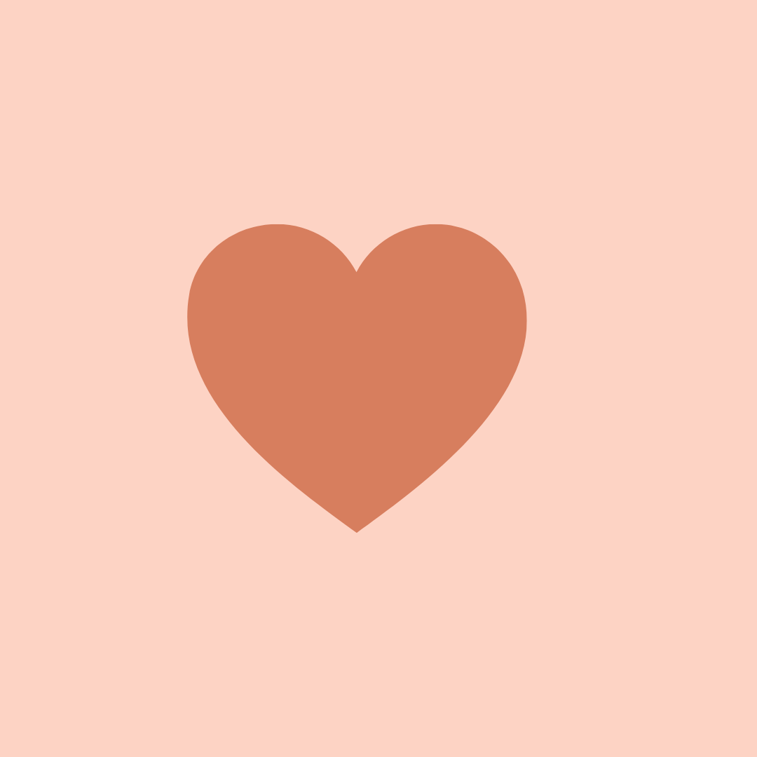 A simple illustration of a brown heart on a light pink background.
