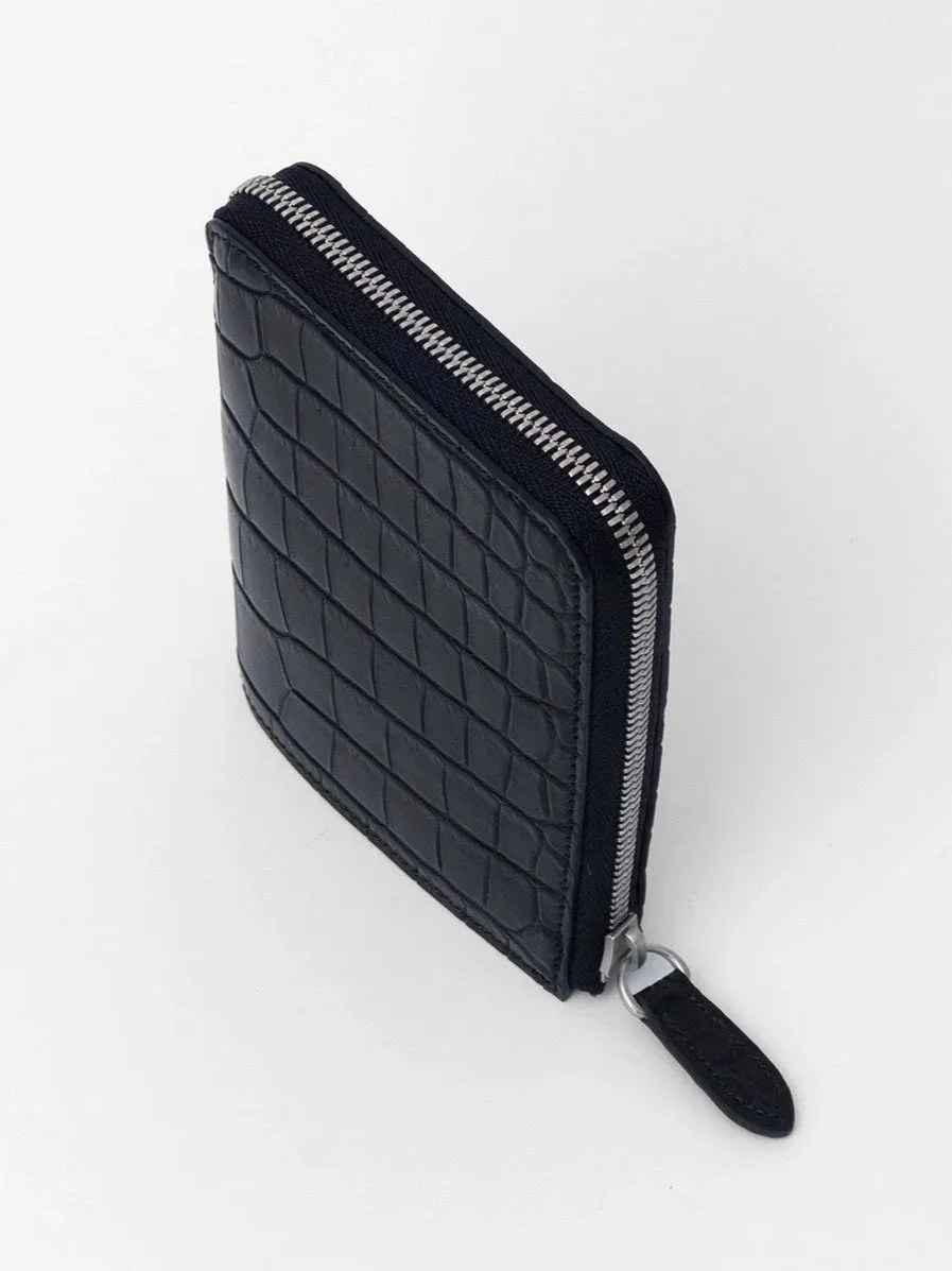 Short Wallet｜Porosus (Navy × Vivid Blue)