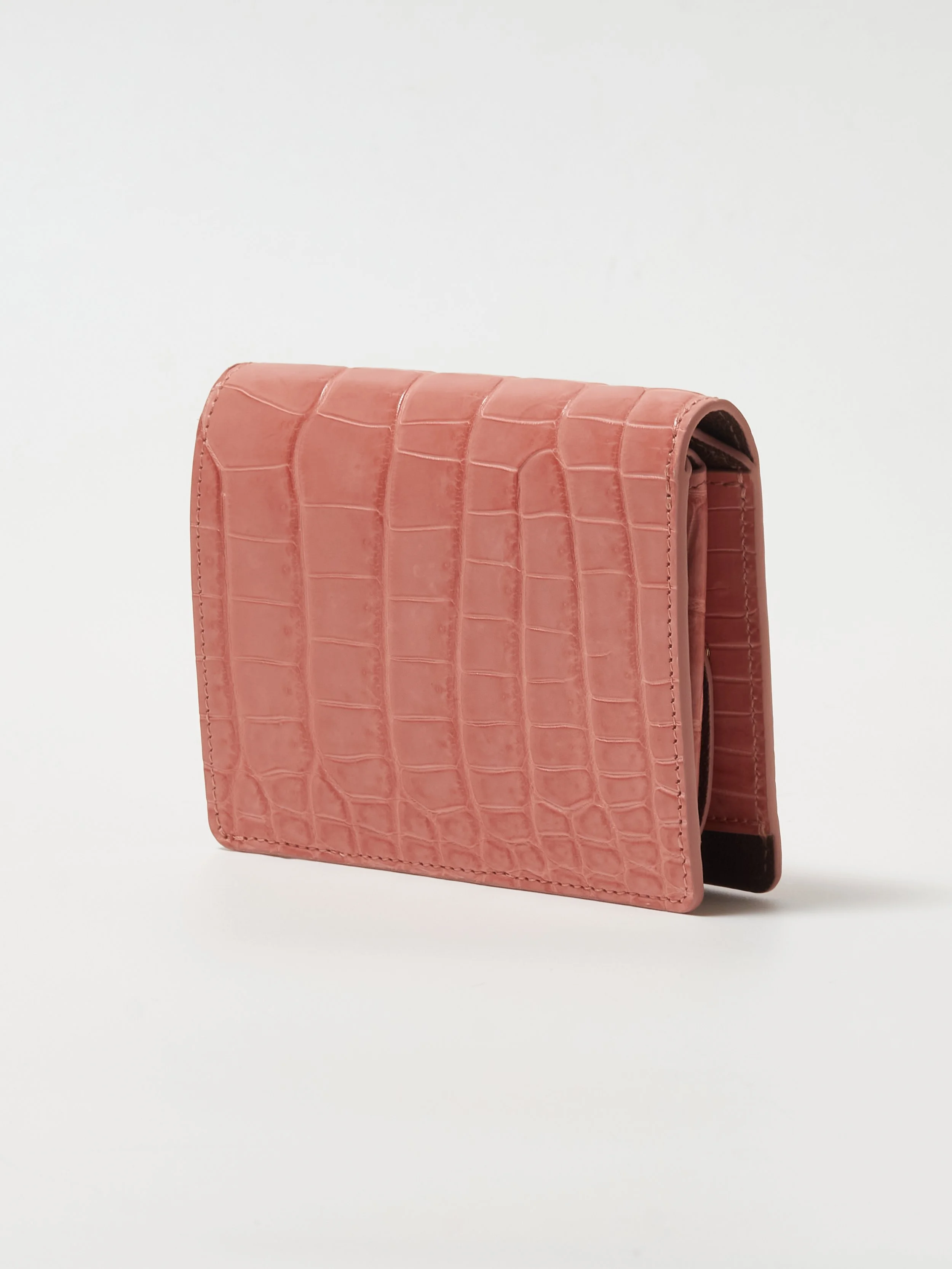 Bi-Fold Short Wallet｜Porosus (Pink × Chocolat)