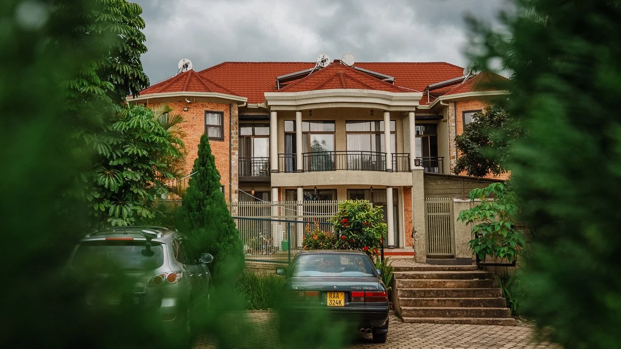 Walk up the stairs to reach the entrance.