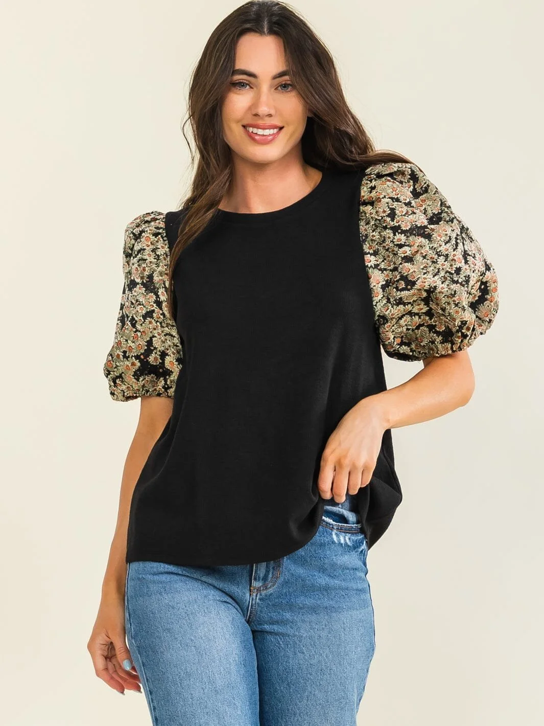 Floral Charm Puff Sleeve Top