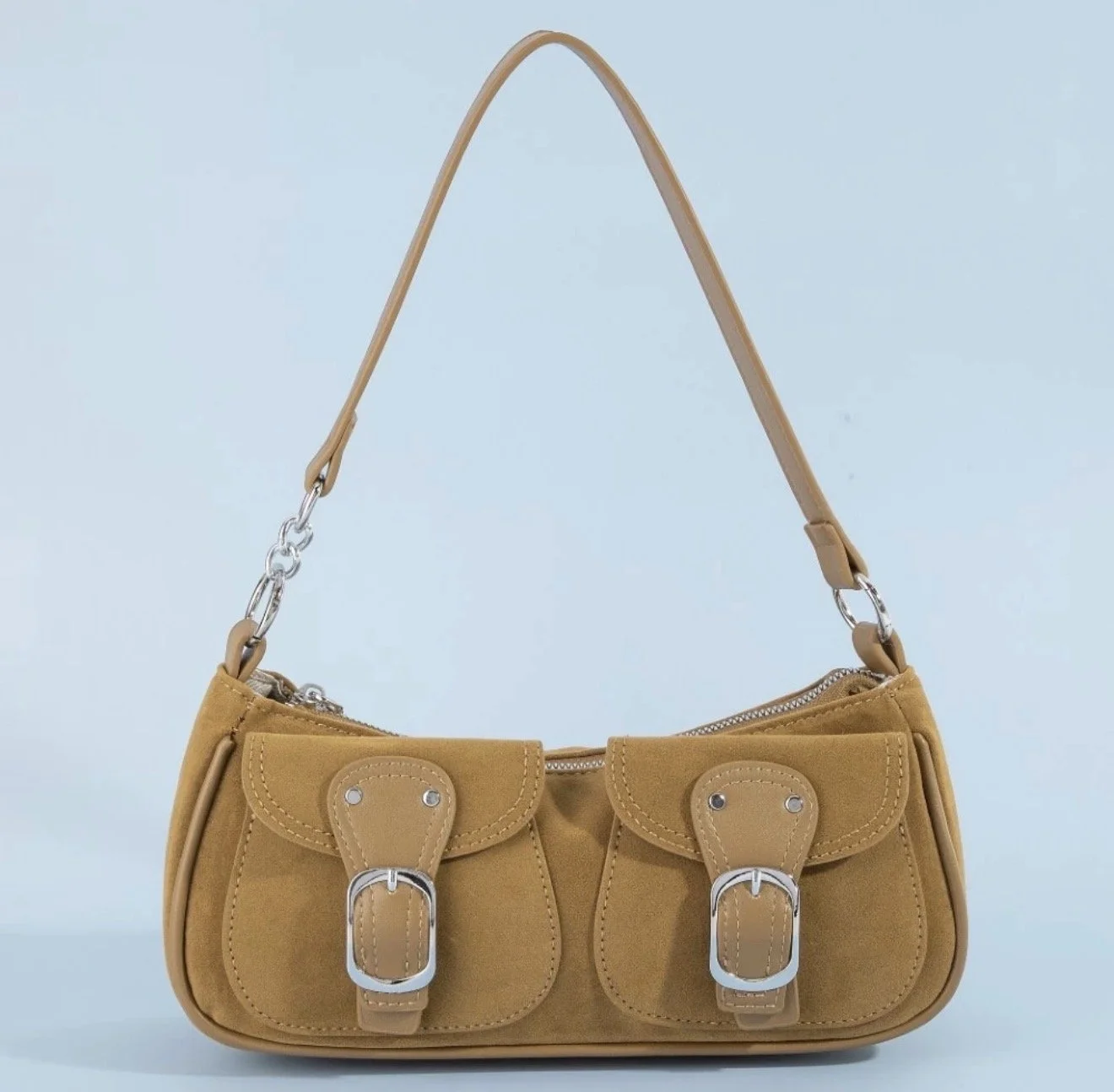 Chic Faux Suede Buckle Bag