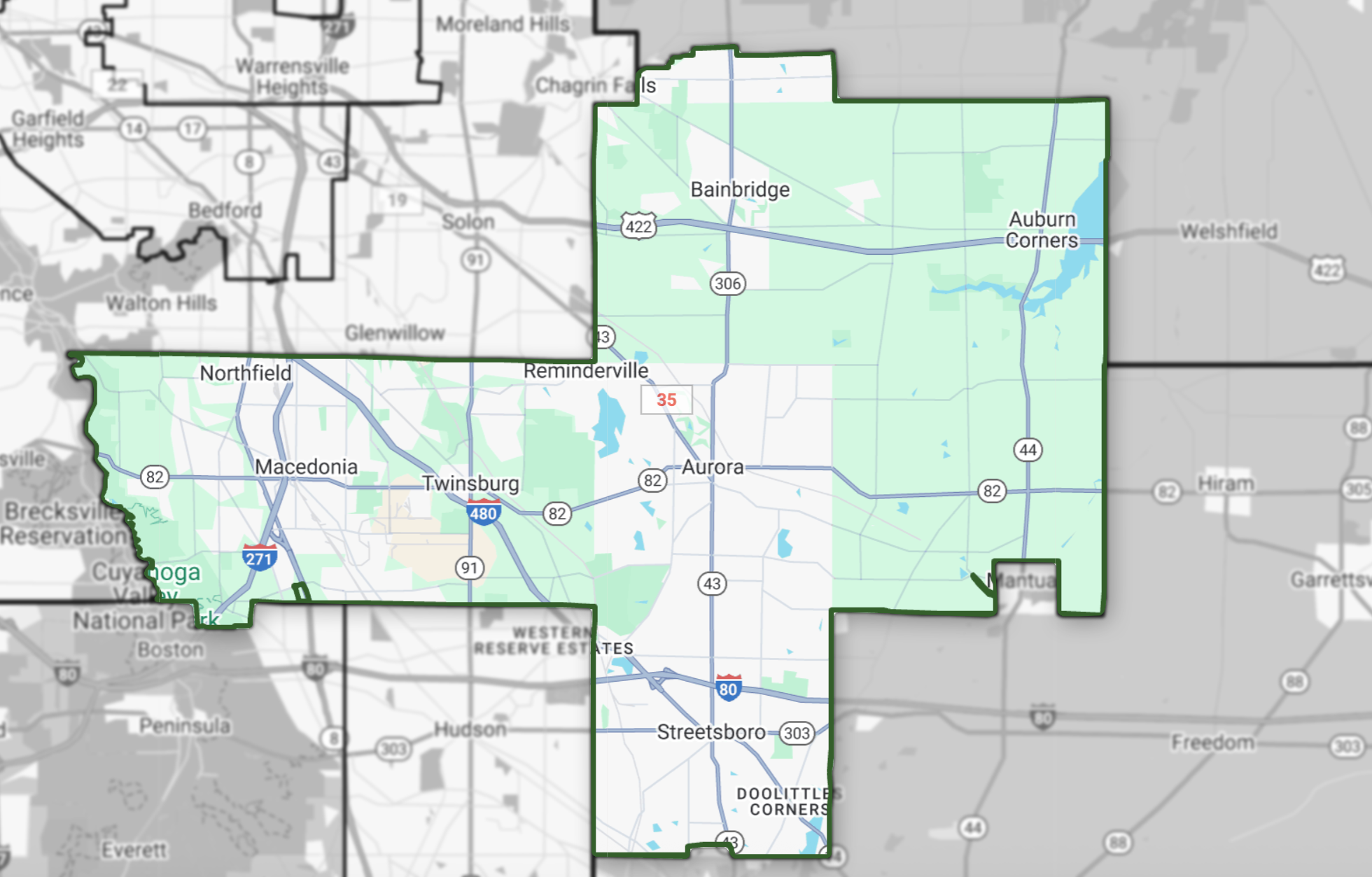 A map showing the region of northwest Ohio with cities and highways, including Toledo, and parts of Michigan to the north, with a green outline around the Ohio area.