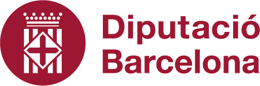 Logo of Diputació Barcelona with a maroon circular emblem featuring a stylized crown and cross, and the text 'Diputació Barcelona' in maroon.