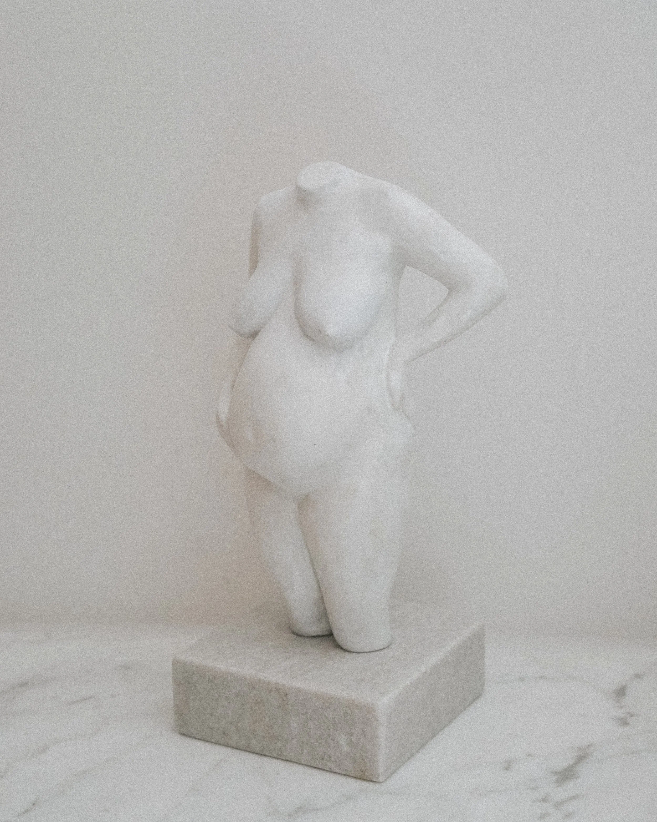 Marble inspired finish on a custom maternity sculpture, with a marble plinth, on my marble desk. If you were wondering, yes, I am a fan of marble.