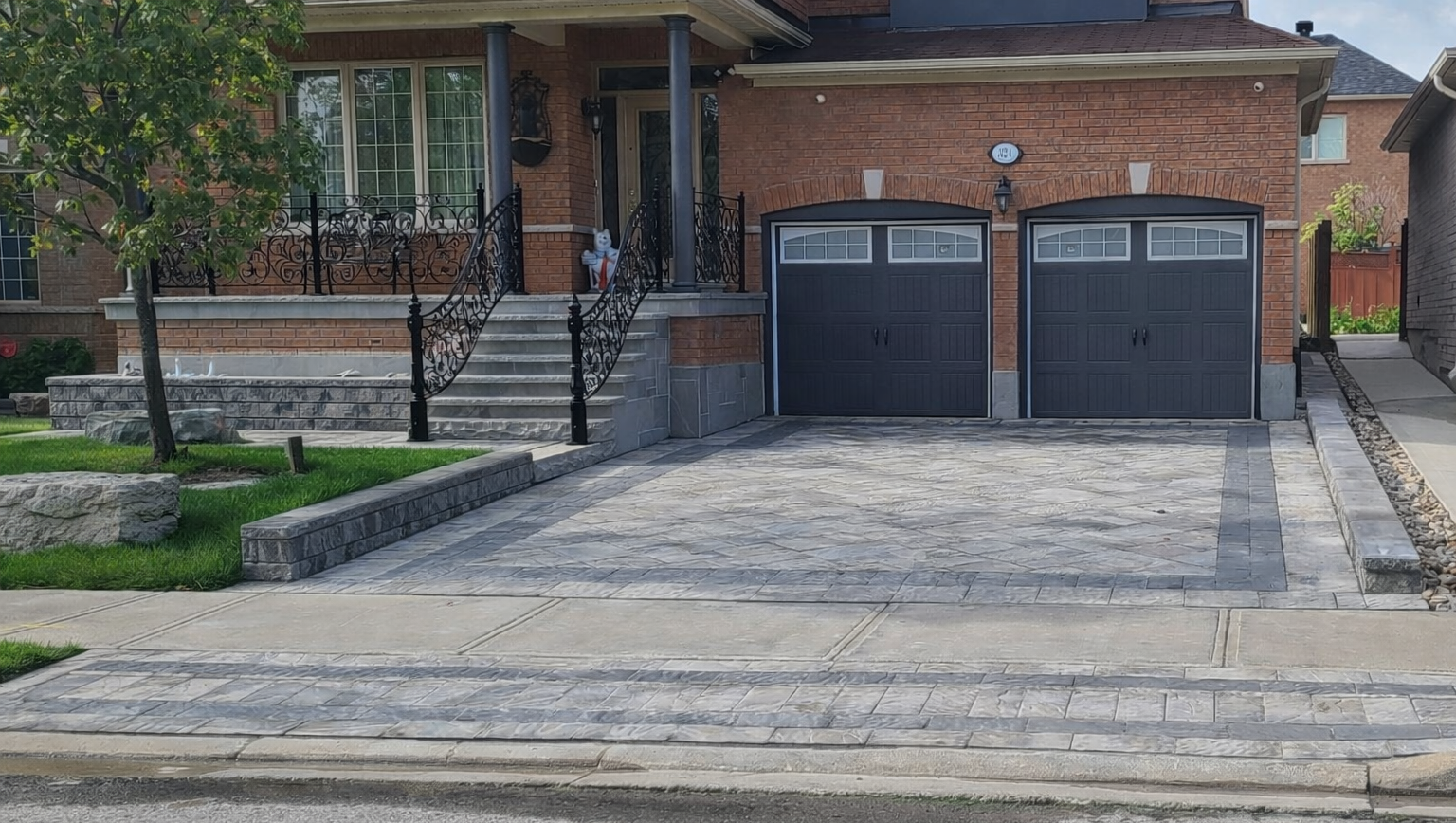 Natural Steps, Retaining Wall, Armour Stones, Flower Box, and Driveway - Brampton