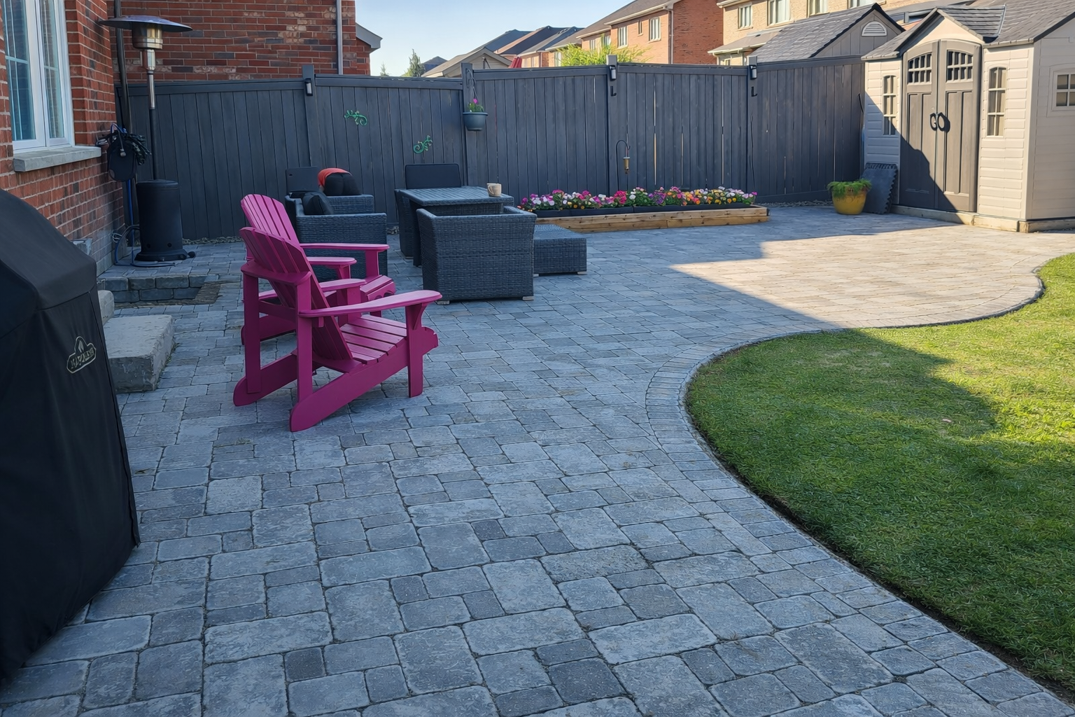 Natural Stone Steps and Backyard Patio - Bradford 