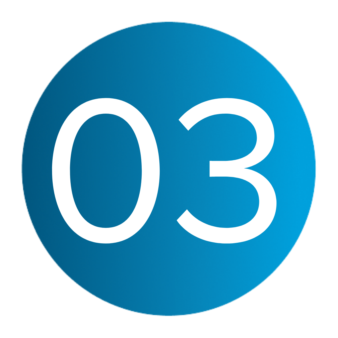 A blue circular sign with the number '03' in white text