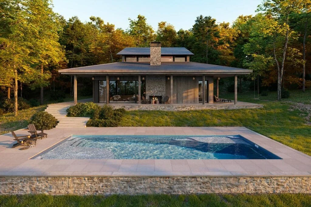 In-ground pool with concrete patio