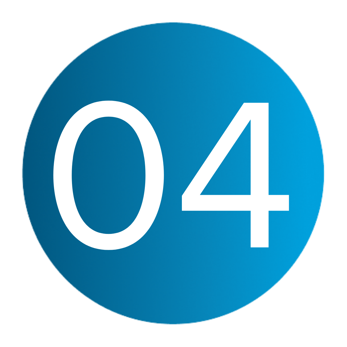 Blue circular sign with white number 04 in the center.