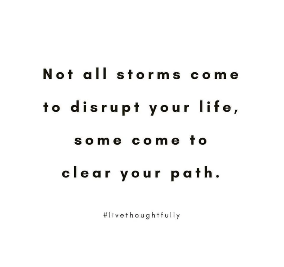 Inspirational quote reading 'Not all storms come to disrupt your life, some come to clear your path.'