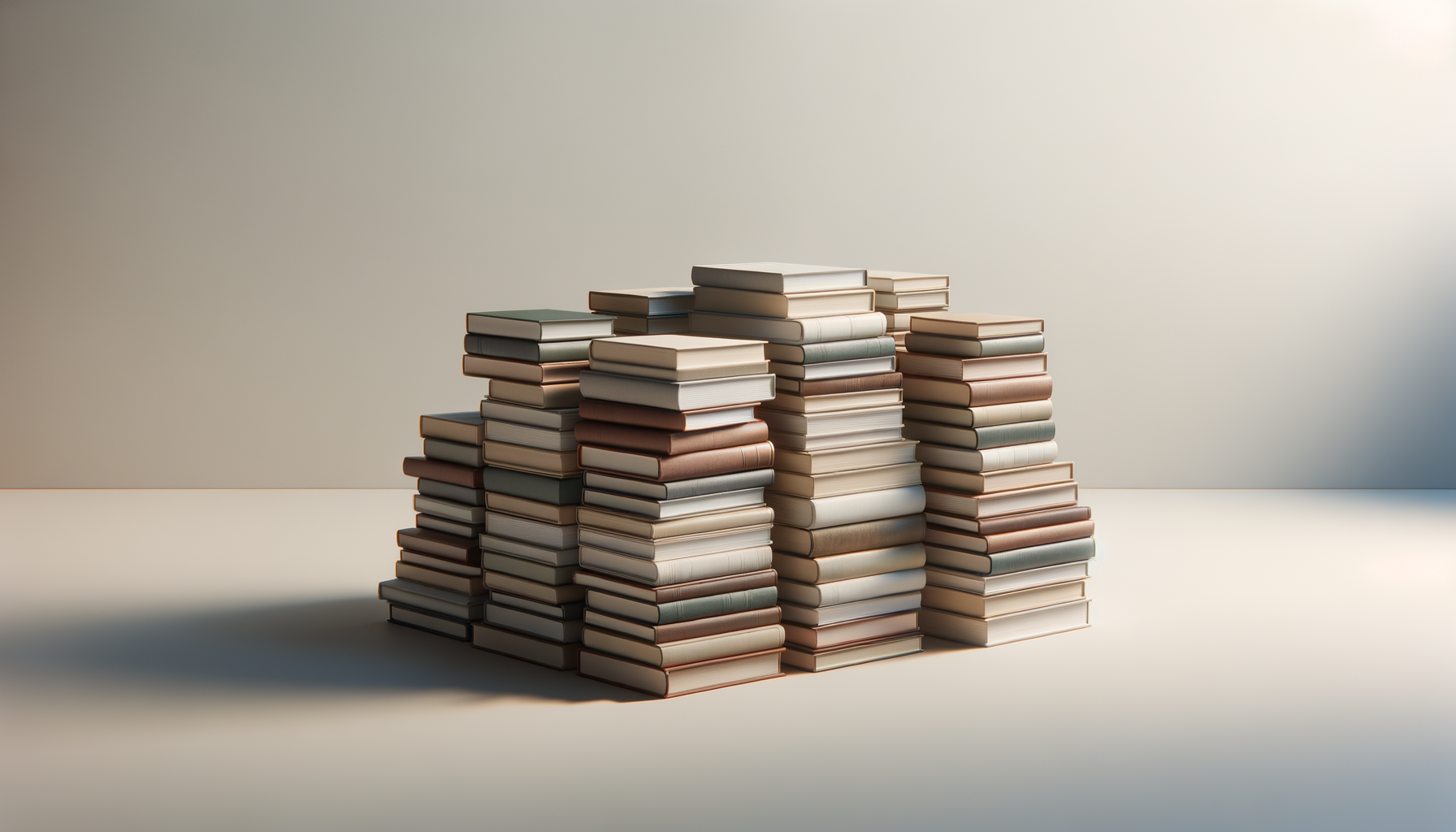 Stacked books representing publishing and literary work at Endure Press