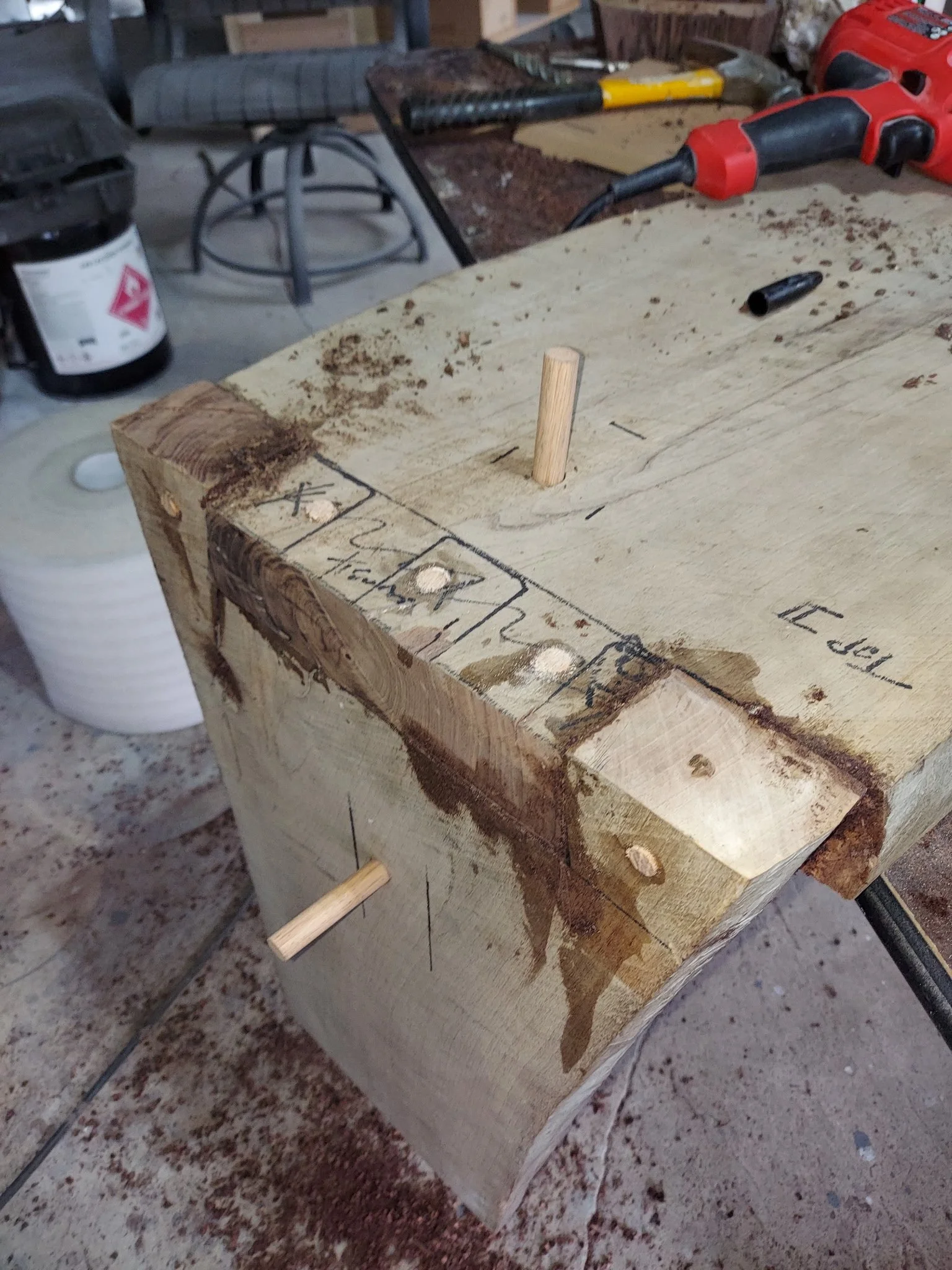 pegged joinery closeup