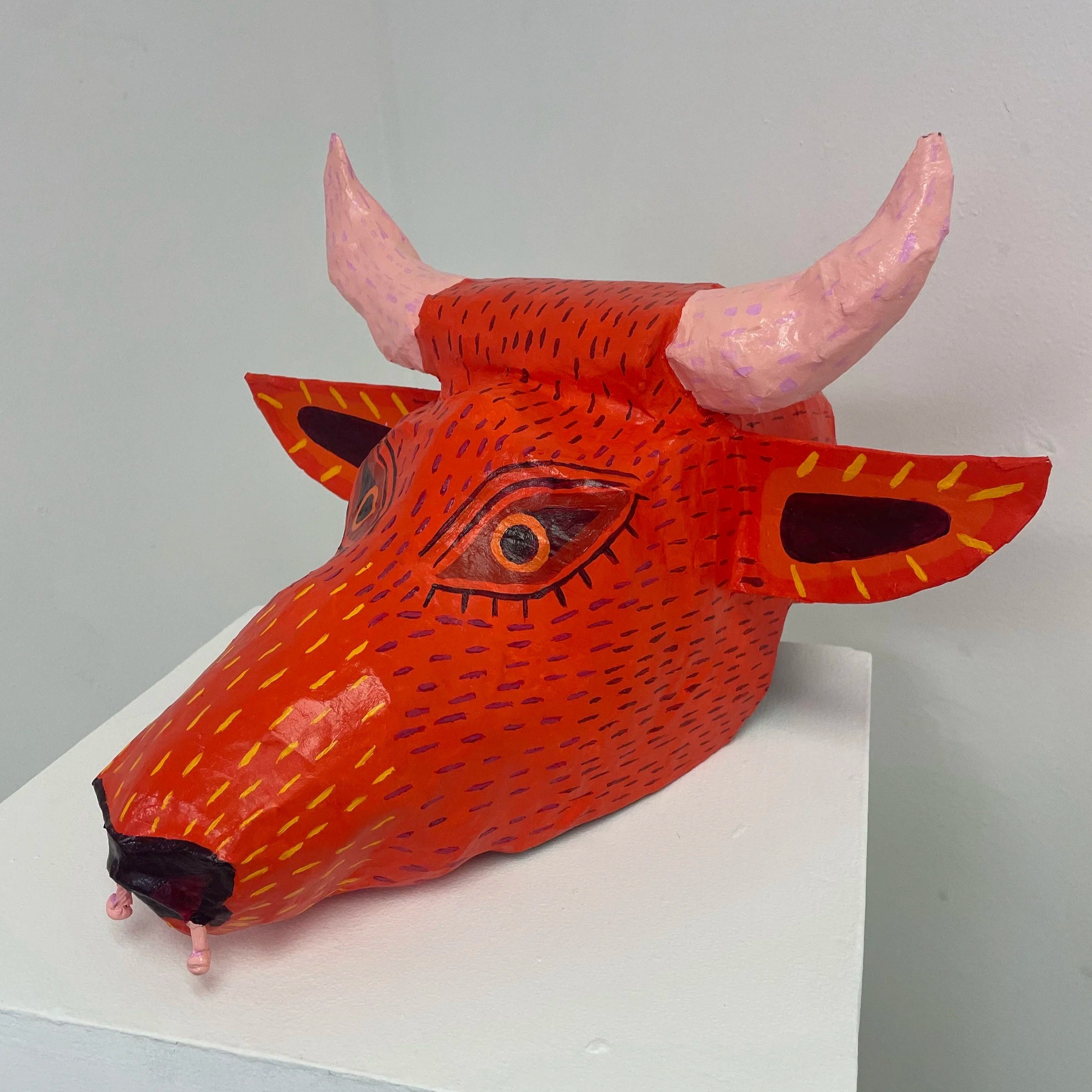 Bull mask made from paper mache