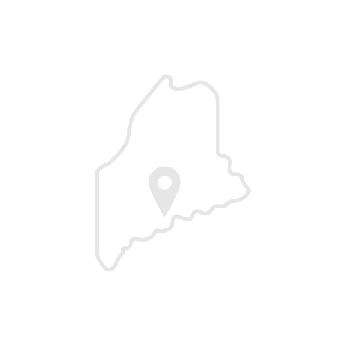 Outline map of Maine with a location pin in the center.