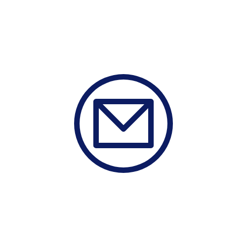 An icon of an envelope inside a circle, representing email or messaging.