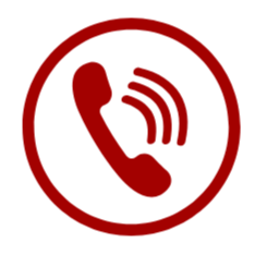 Icon of a phone receiver with signal waves, indicating a call or communication.