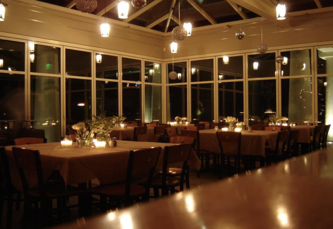 Park Chalet Atrium at night.