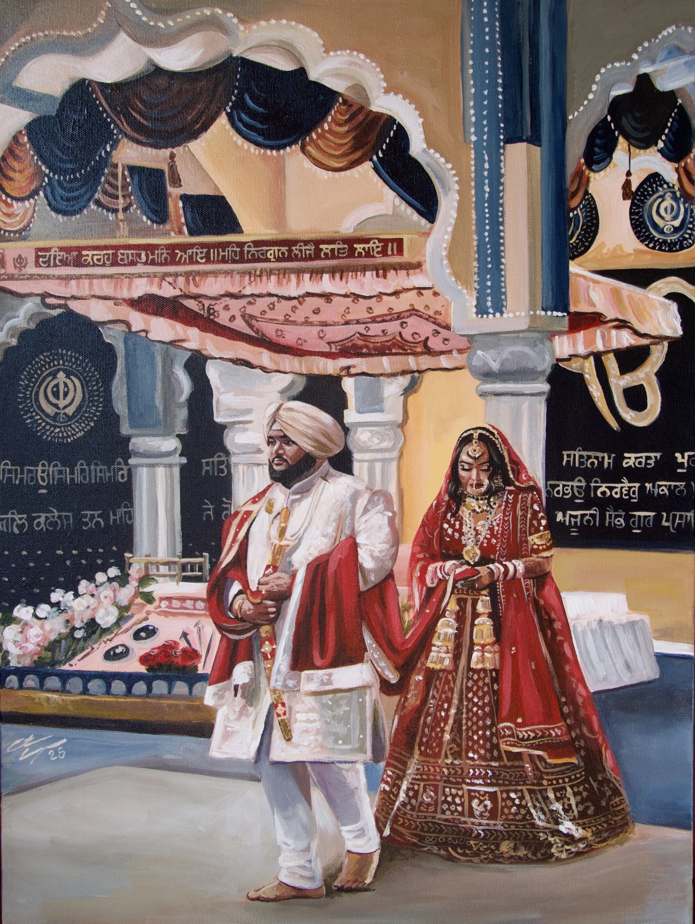live wedding painting sikh wedding ceremony anand karaj live painting toronto ontario