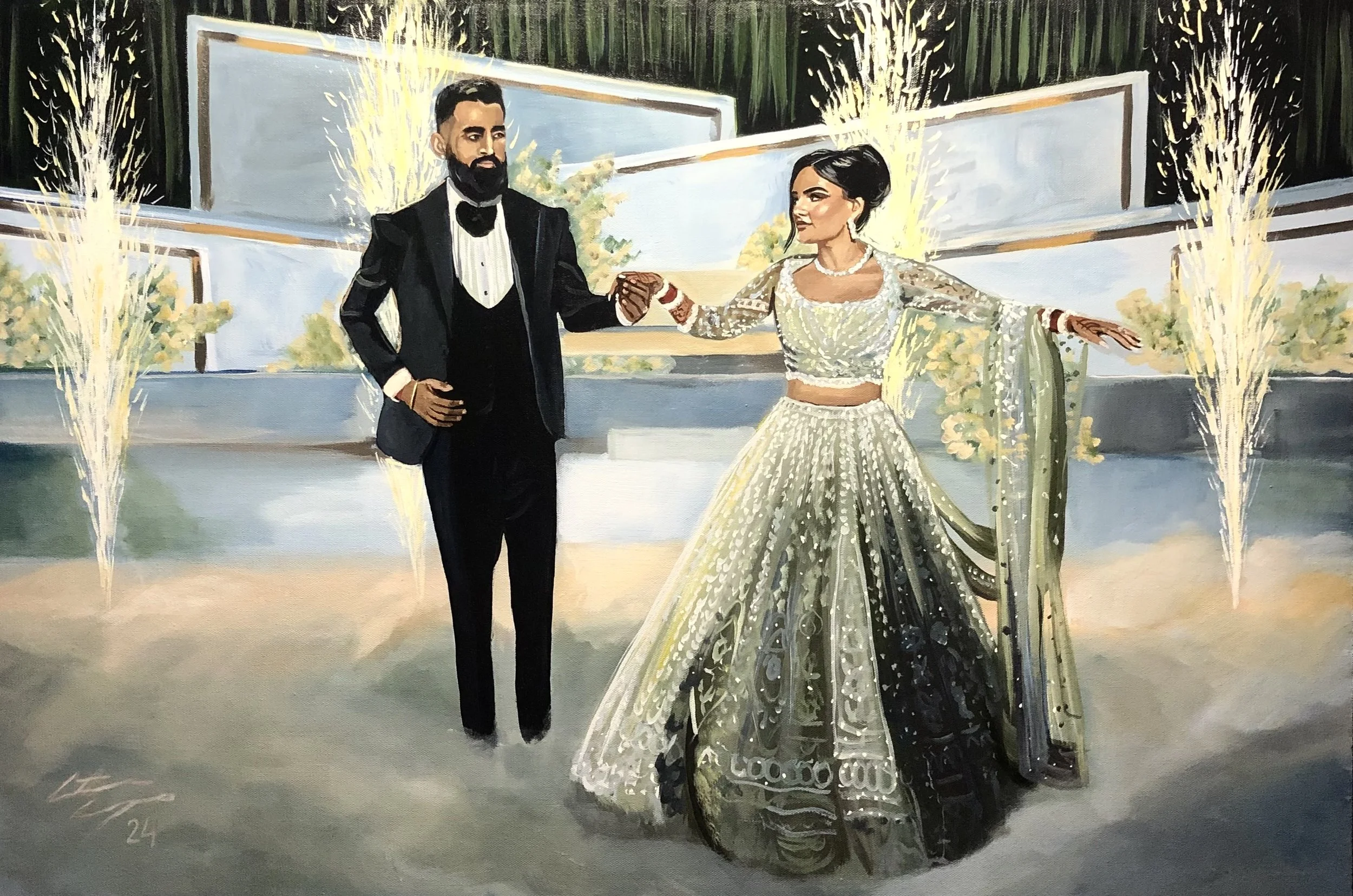 live wedding painting by toronto ontario live painter catarina cruzeiro first dance 