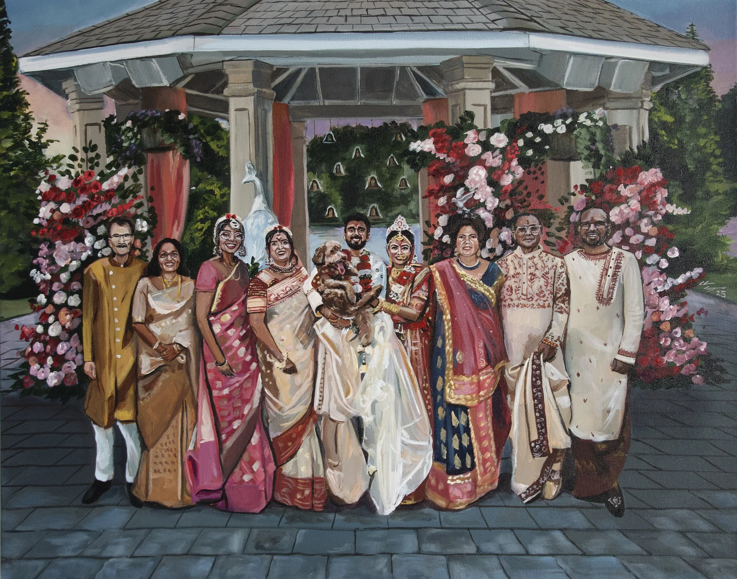 wedding ceremony custom family portrait painted by toronto ontario live painter catarina cruzeiro