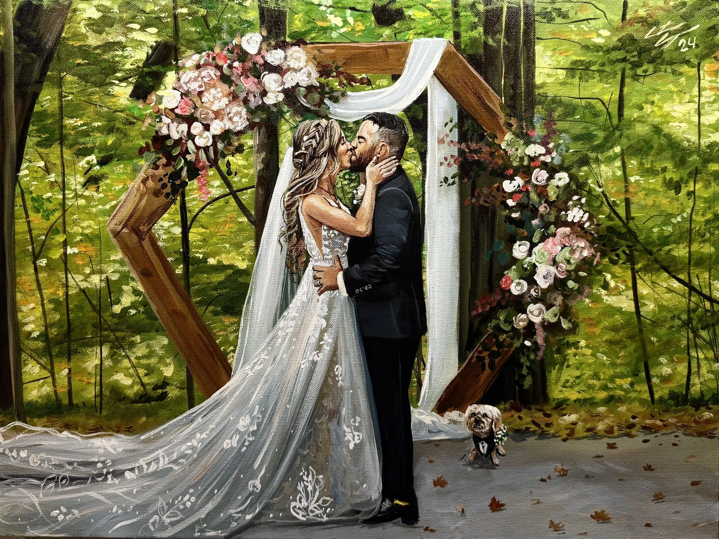 live wedding painting by toronto ontario live painter catarina cruzeiro, kortright centre