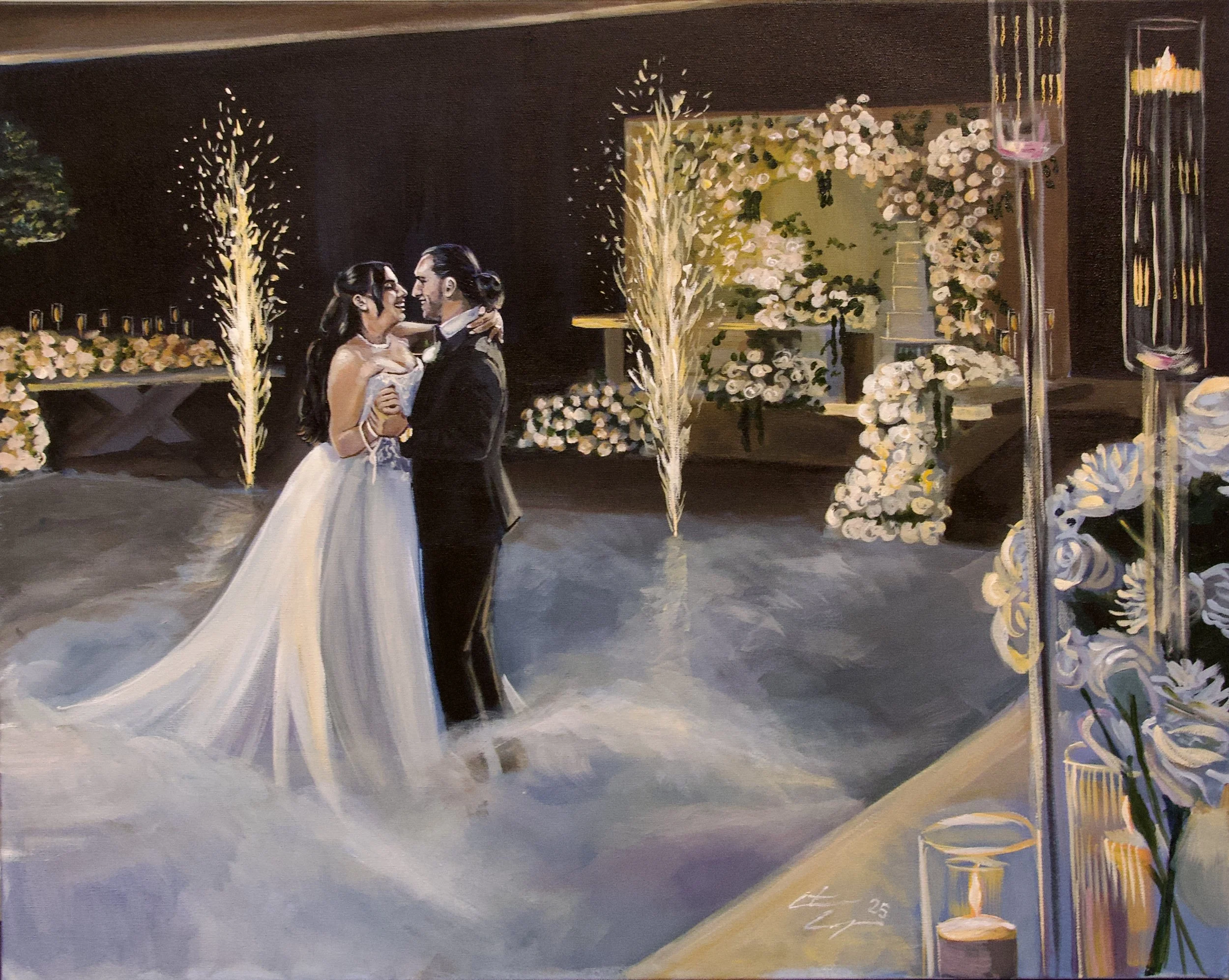 first dance live painting with dry ice and sparklers by toronto ontario live painter catarina cruzeiro