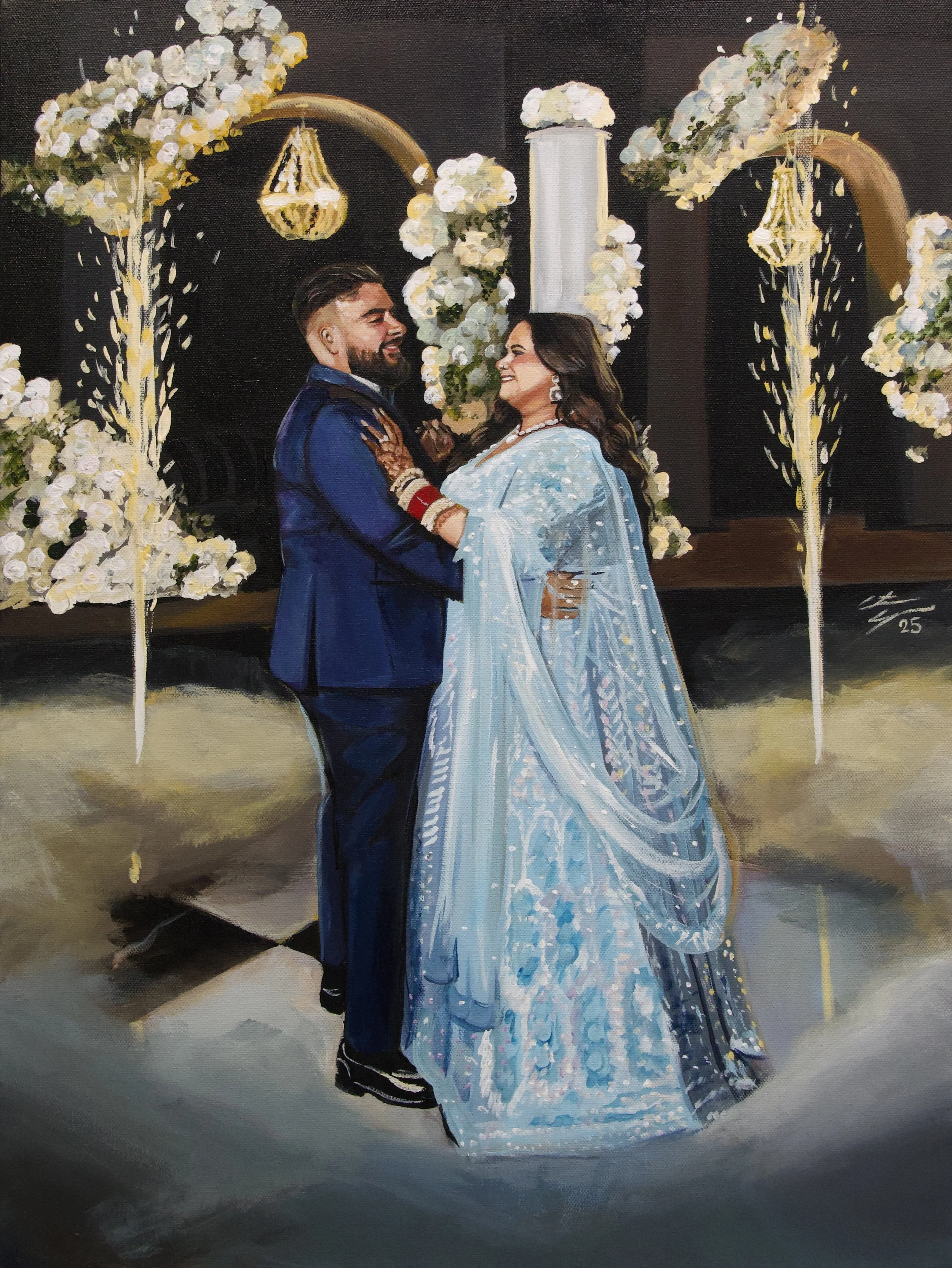 live wedding painting by toronto ontario live painter catarina cruzeiro first dance