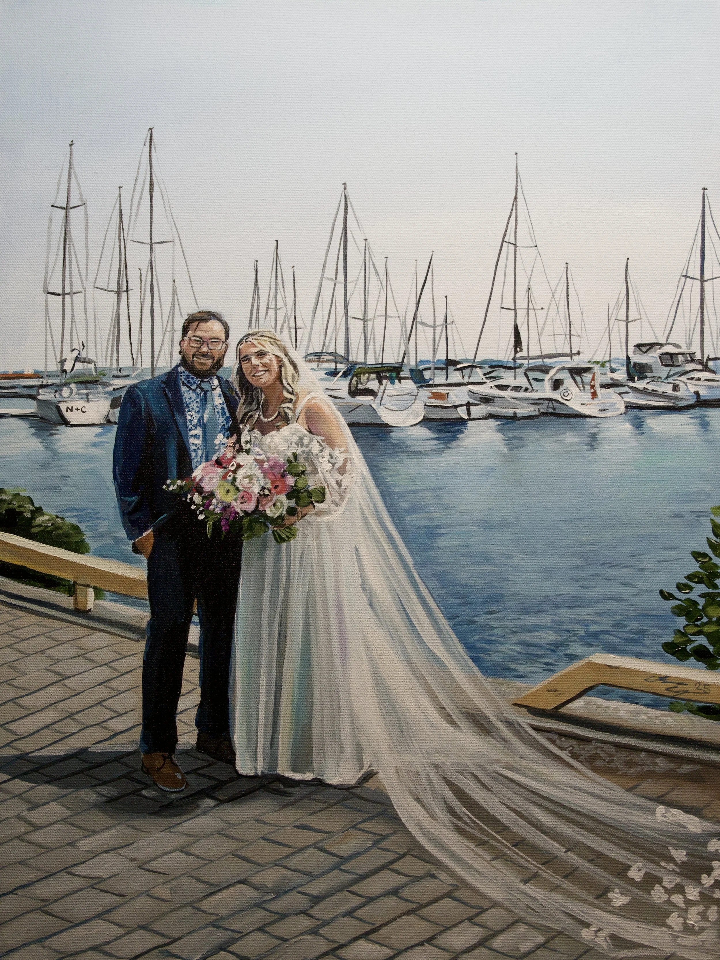 live wedding painting burlington ontario lakefront marina by toronto ontario live painter catarina cruzeiro