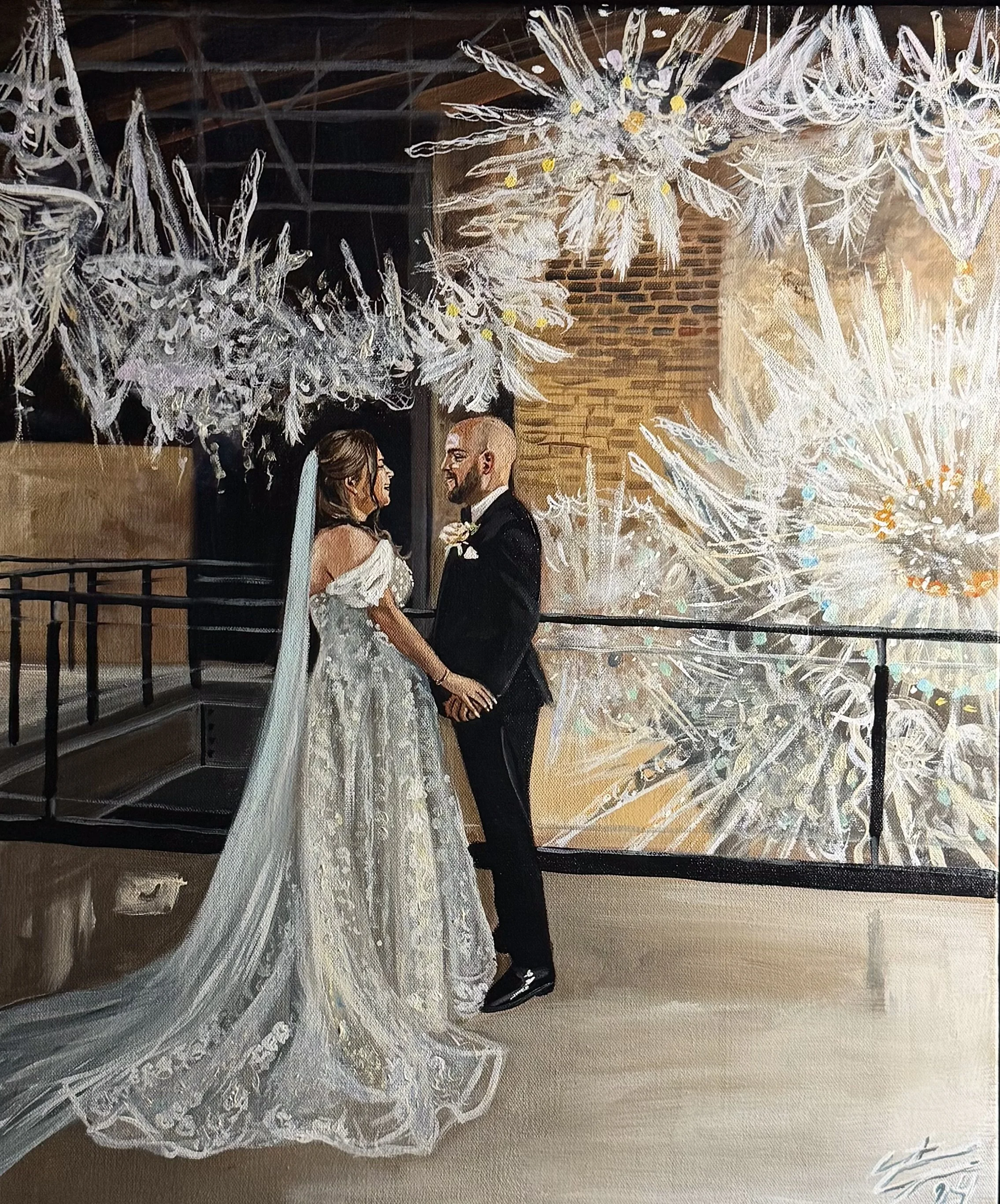 live wedding painting by toronto ontario live painter catarina cruzeiro, tapestry hall