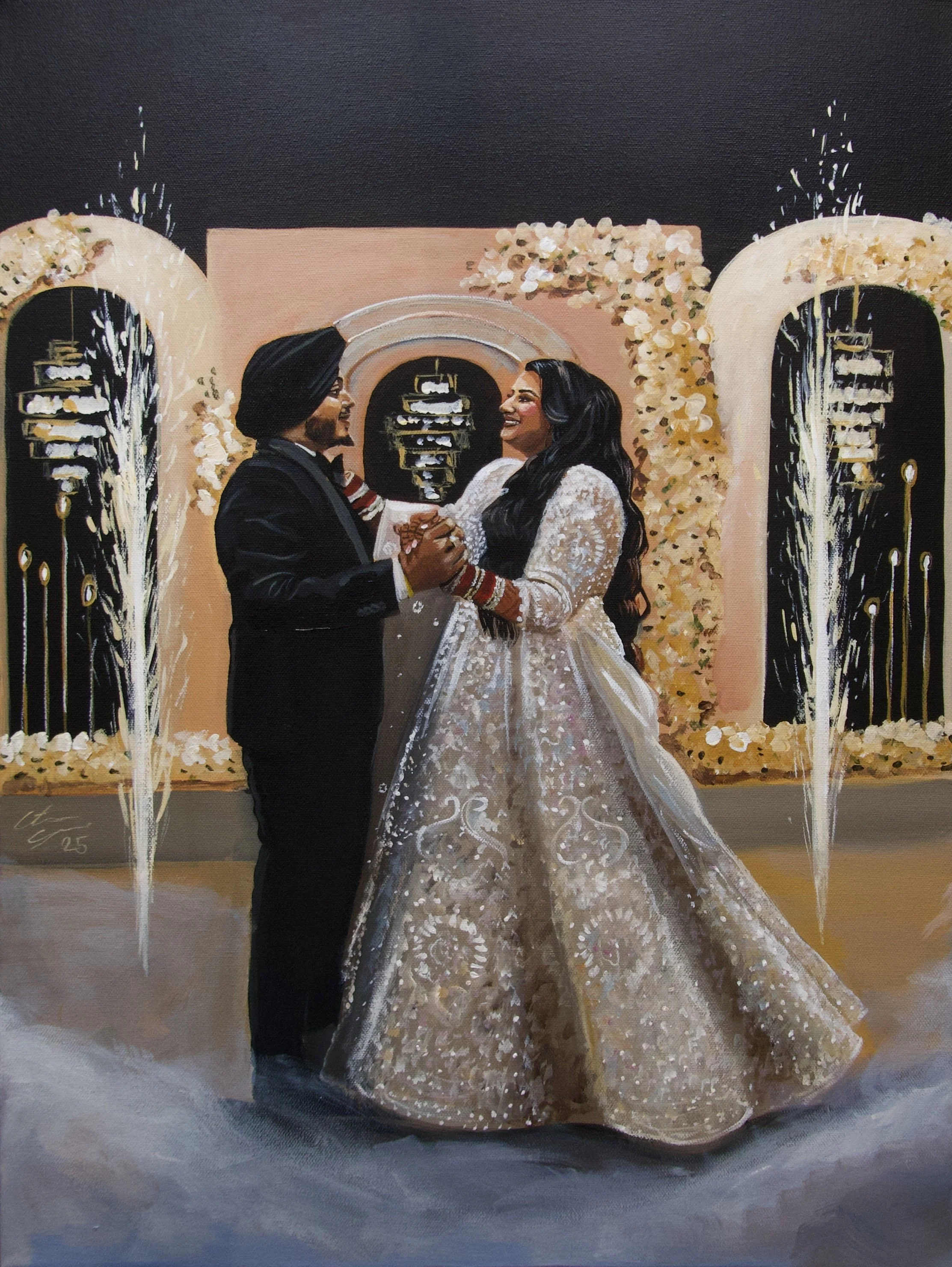 live wedding painting by toronto ontario live painter catarina cruzeiro first dance