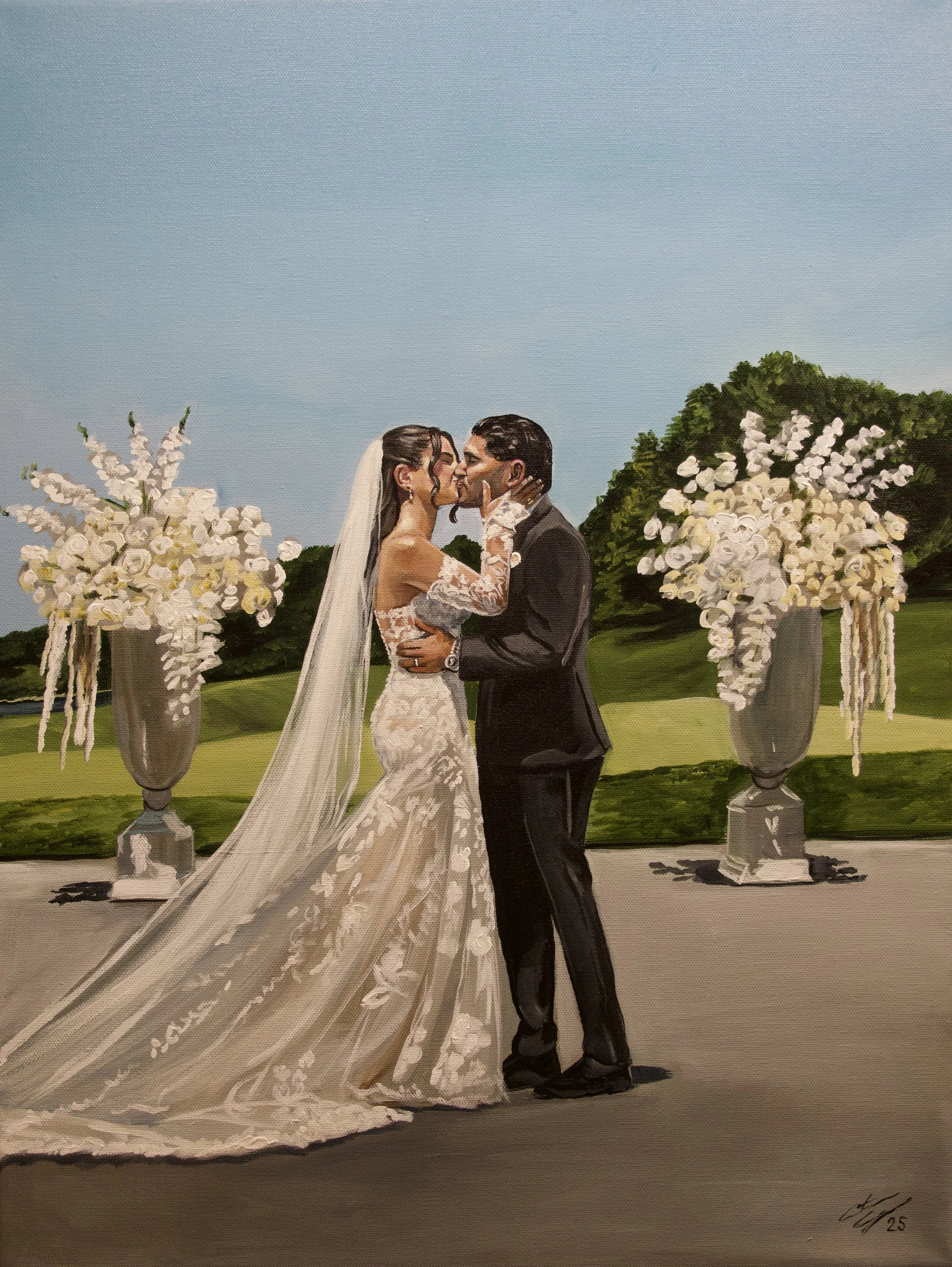 live wedding painting by toronto ontario live painter catarina cruzeiro first kiss