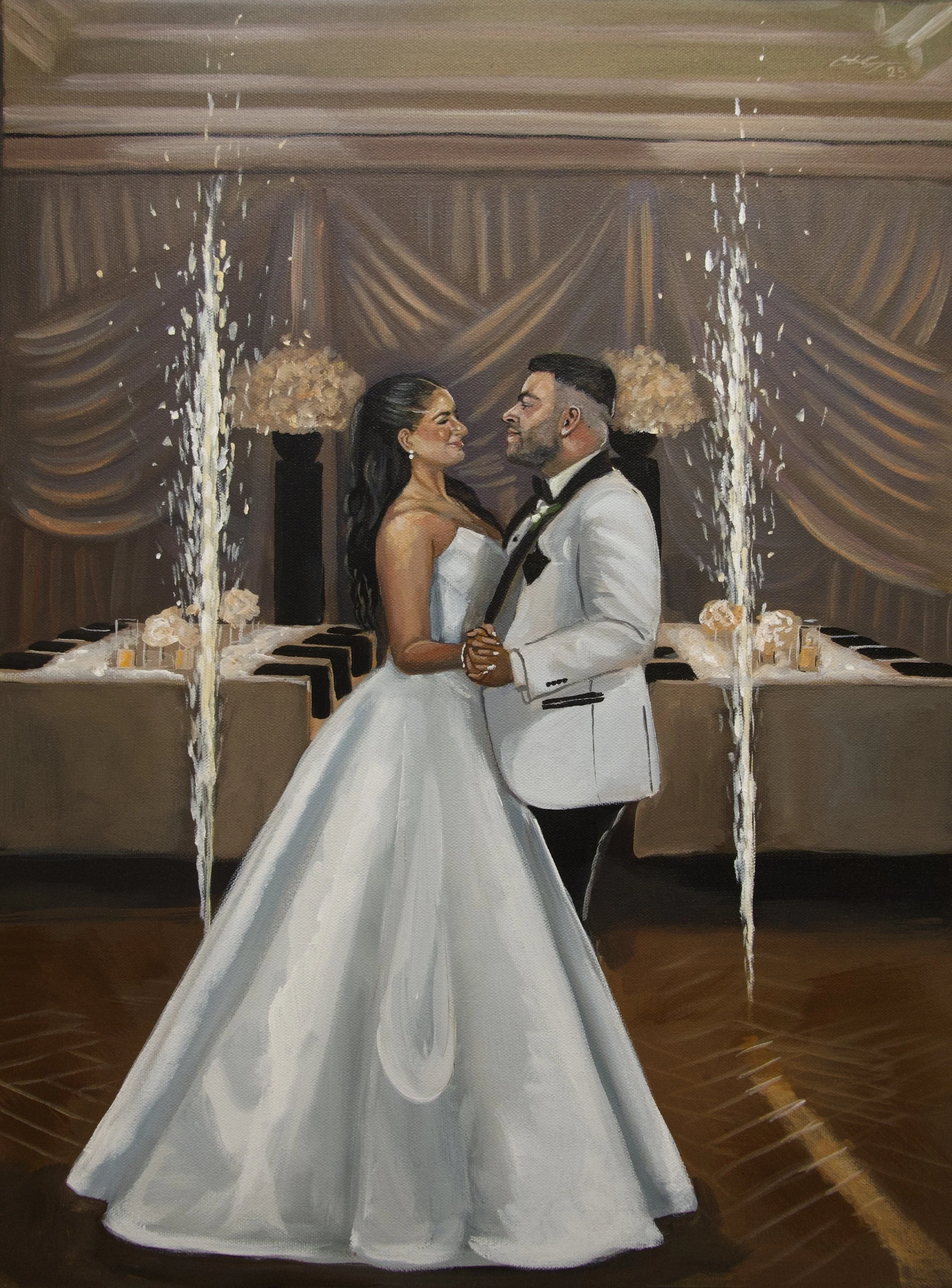 live wedding painting by toronto ontario live painter catarina cruzeiro first dance