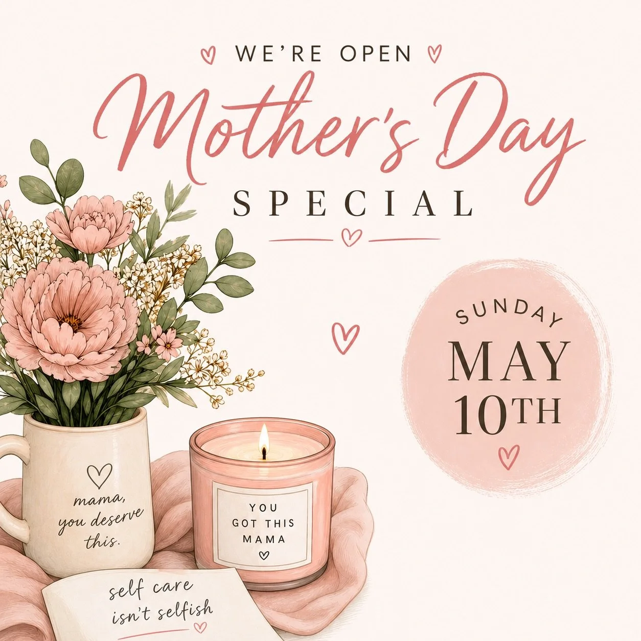 Mother&rsquo;s Day plans = self care 🤍

We&rsquo;re opening special appointments on Sunday, May 10th with Jessica and celebrating all the amazing moms out there &mdash; whether you&rsquo;re a mama to humans, fur babies, a mama-to-be, or simply someo