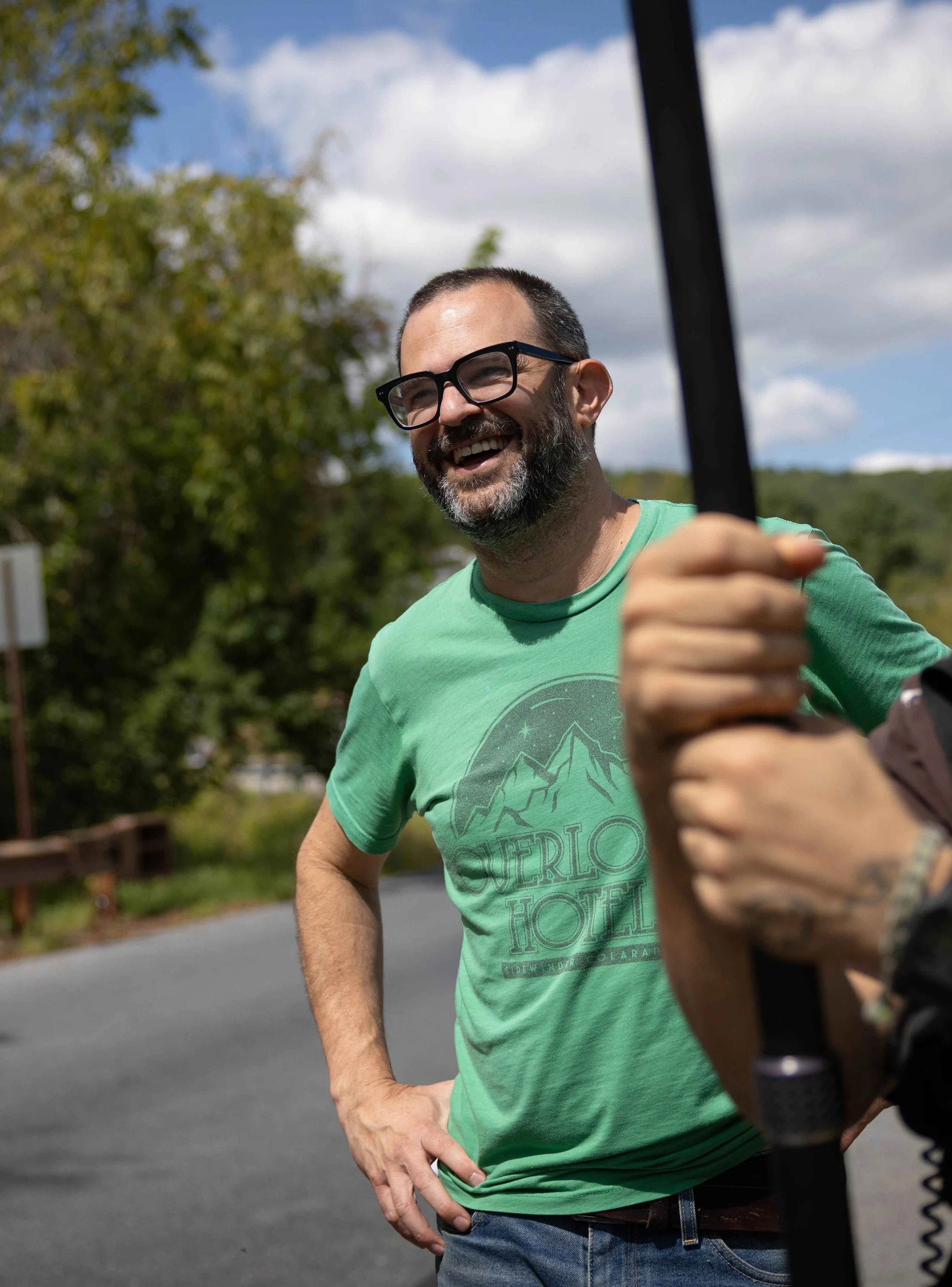 Philadelphia acting coach Sam Hancock working with actor outdoors, creating collaborative and judgment-free coaching environment