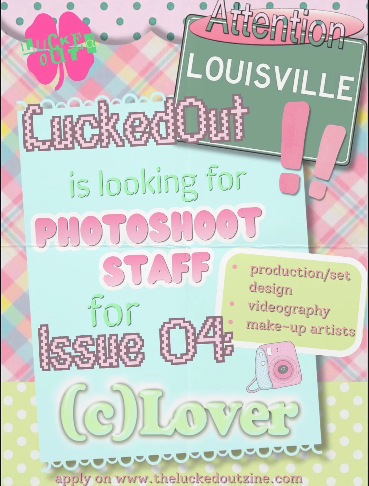 Hello Louisville!! Super fun opportunities to volunteer with us this summer!🍡˚✧₊⁎🍀We are looking for Louisville-based creatives to help us curate our first photoshoot!

🍭🍨🧼 Deadline is May 16 @ 11:59 PM EST

❤︎Apply NOW on theluckedoutzine.com

