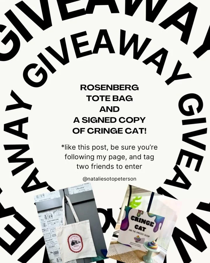 GIVEAWAY!!
Hi there! I&rsquo;m Natalie Soto Peterson, and I&rsquo;m a local artist/author in Rosenberg, Texas. I have some really REALLY exciting news but I can&rsquo;t share it just yet. So until then, let&rsquo;s do a giveaway, shall we? 

🖤 You&r