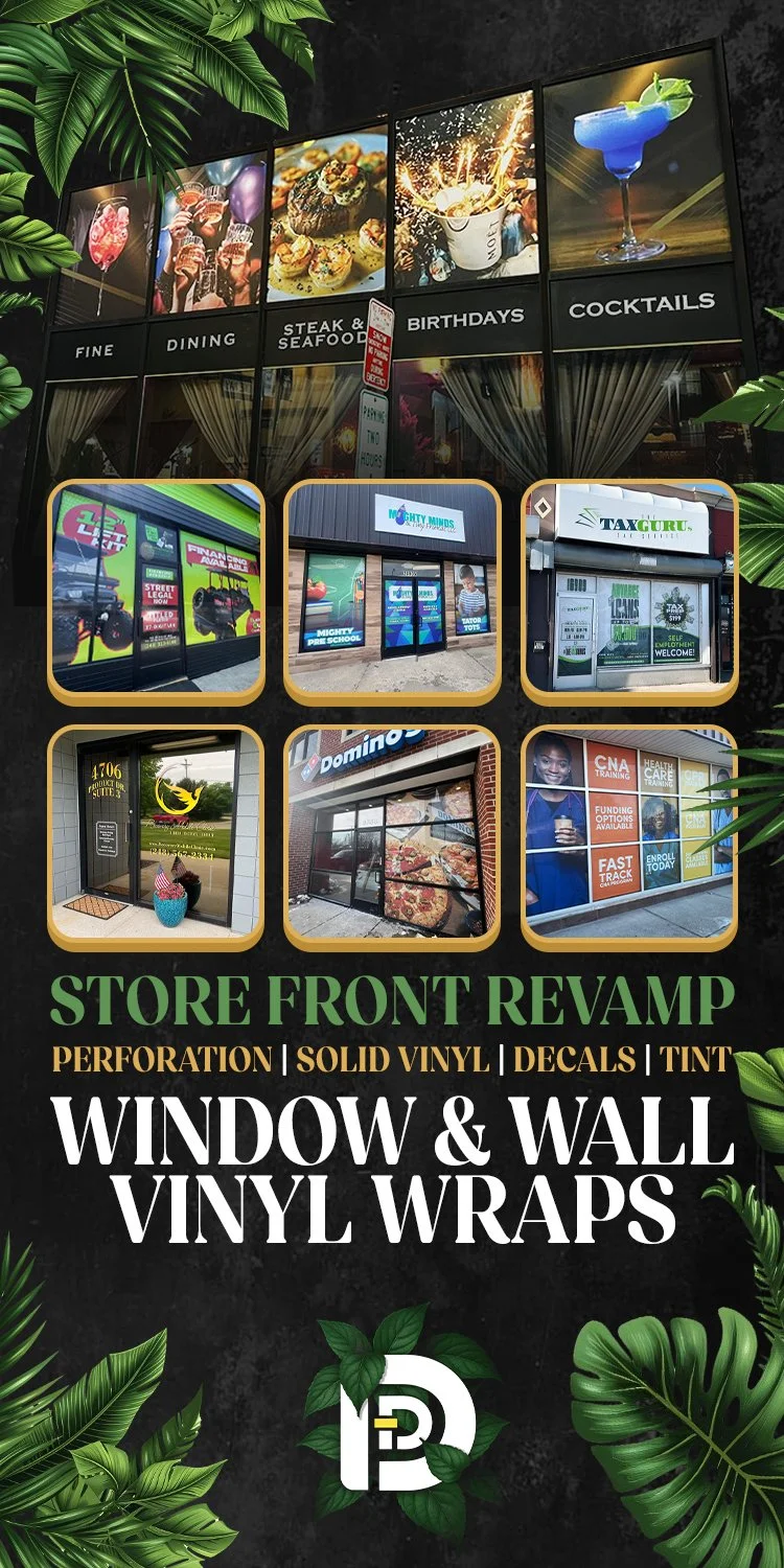 Vinyl Store front window wrap graphic