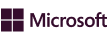 Microsoft logo with purple text on a white background.